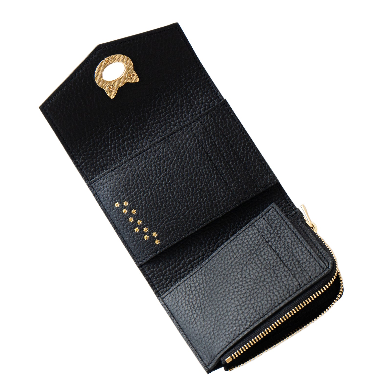 N'Apela Grande Cuir Mache Handy Wallet in Black with Gold Hardware