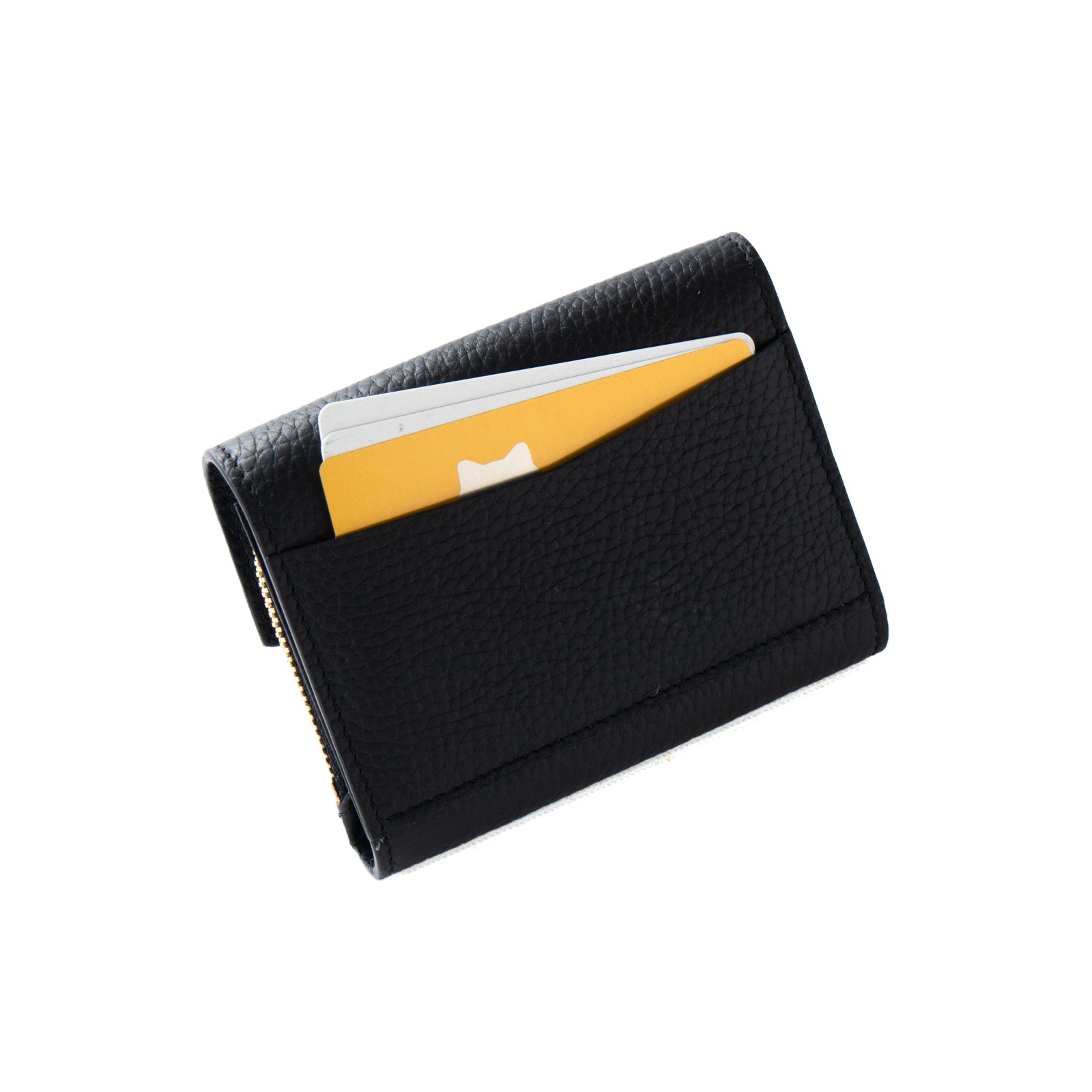 N'Apela Grande Cuir Mache Handy Wallet in Black with Gold Hardware