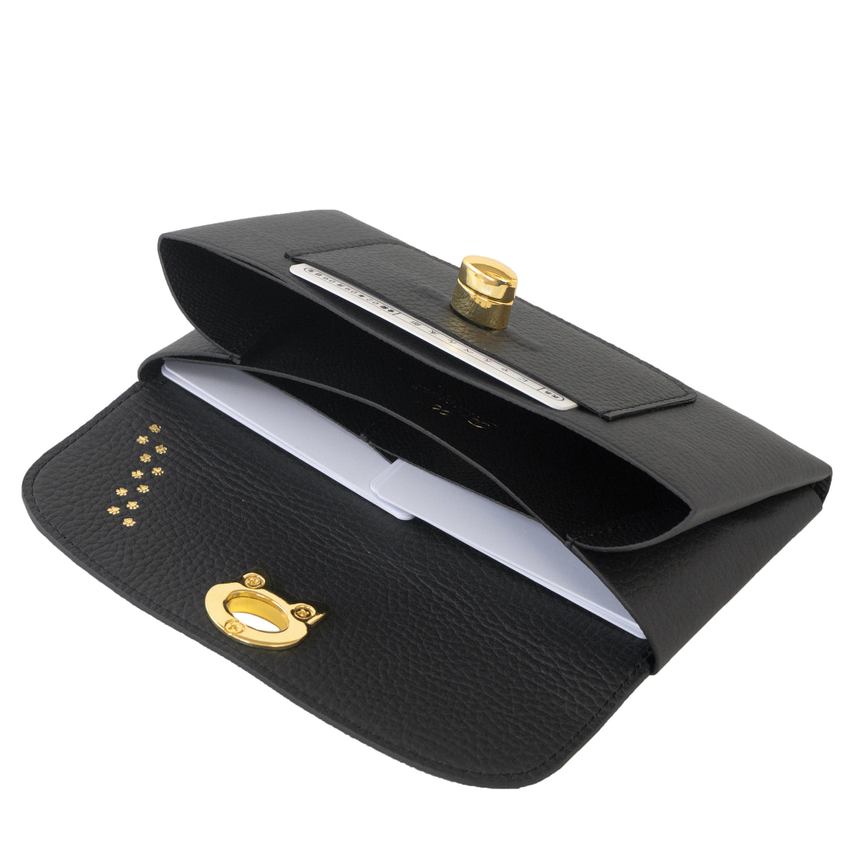 【受注販売:10/9(金)22:00〜13(火)】小さなレザーフラップ長財布・ミャウヴェルロック キュイール・マッシュ / ブラック