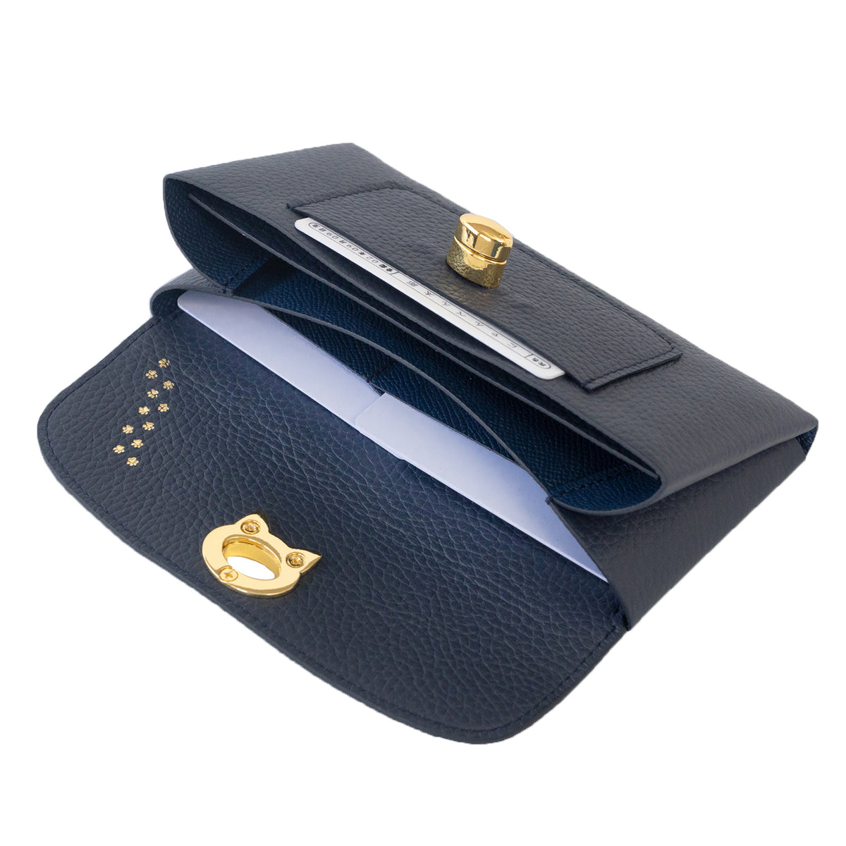 【受注販売:10/9(金)22:00〜13(火)】小さなレザーフラップ長財布・ミャウヴェルロック キュイール・マッシュ / ブルーニュイ