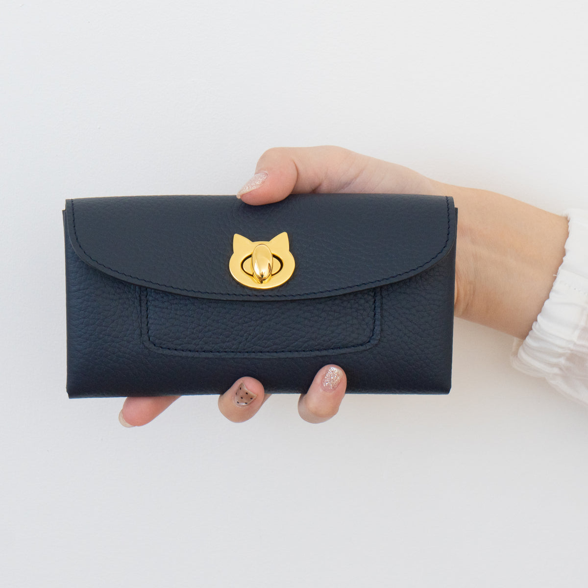 【受注販売:10/9(金)22:00〜13(火)】小さなレザーフラップ長財布・ミャウヴェルロック キュイール・マッシュ / ブルーニュイ