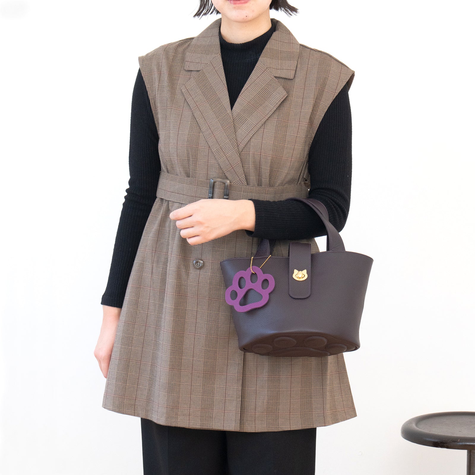 【1月中旬お届け】バケットバッグ PAW (パウ) 肉球チャームセット キュイールマッシュ / レザン