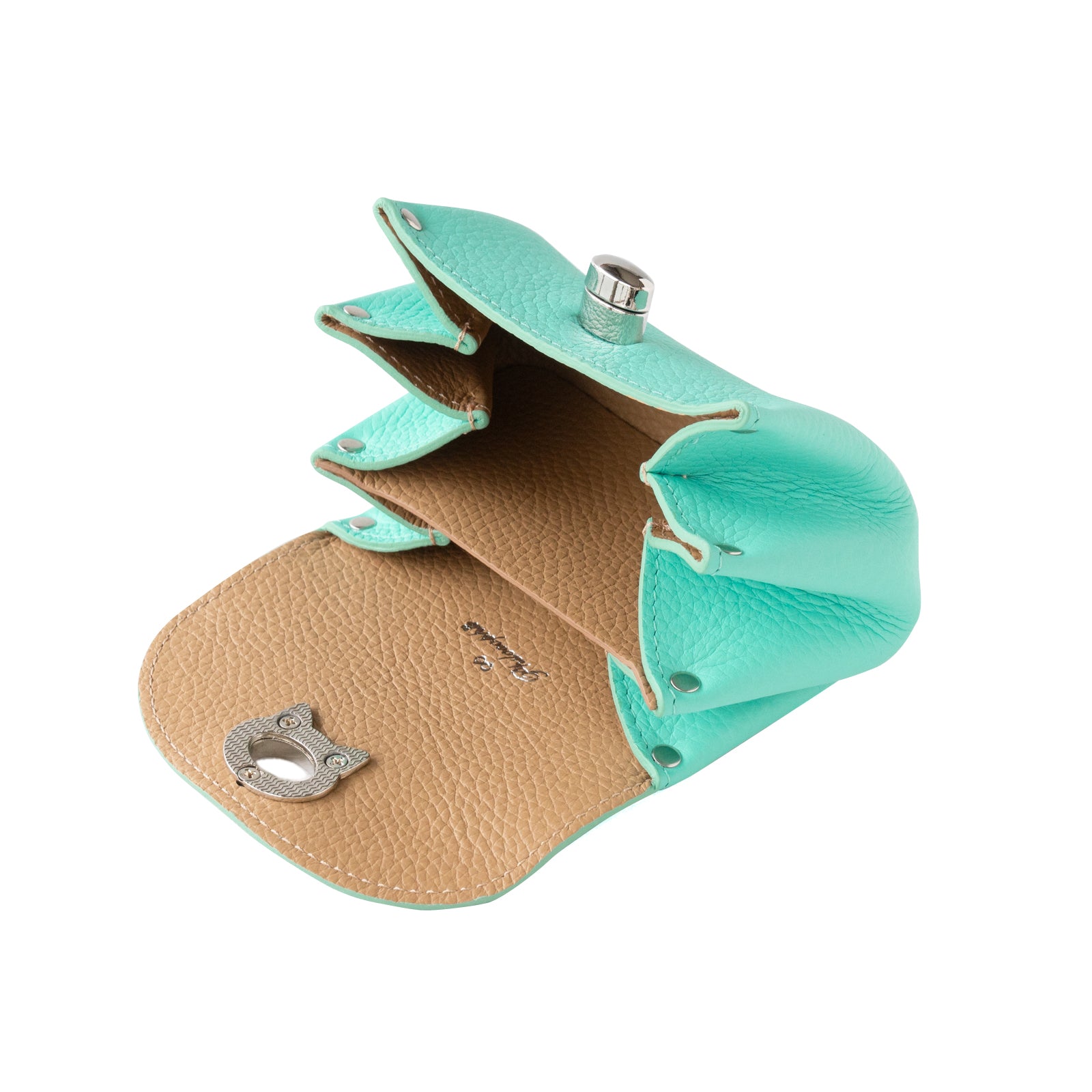 Shell pouch CAT Taurillon Clemence / Tiffany Blue