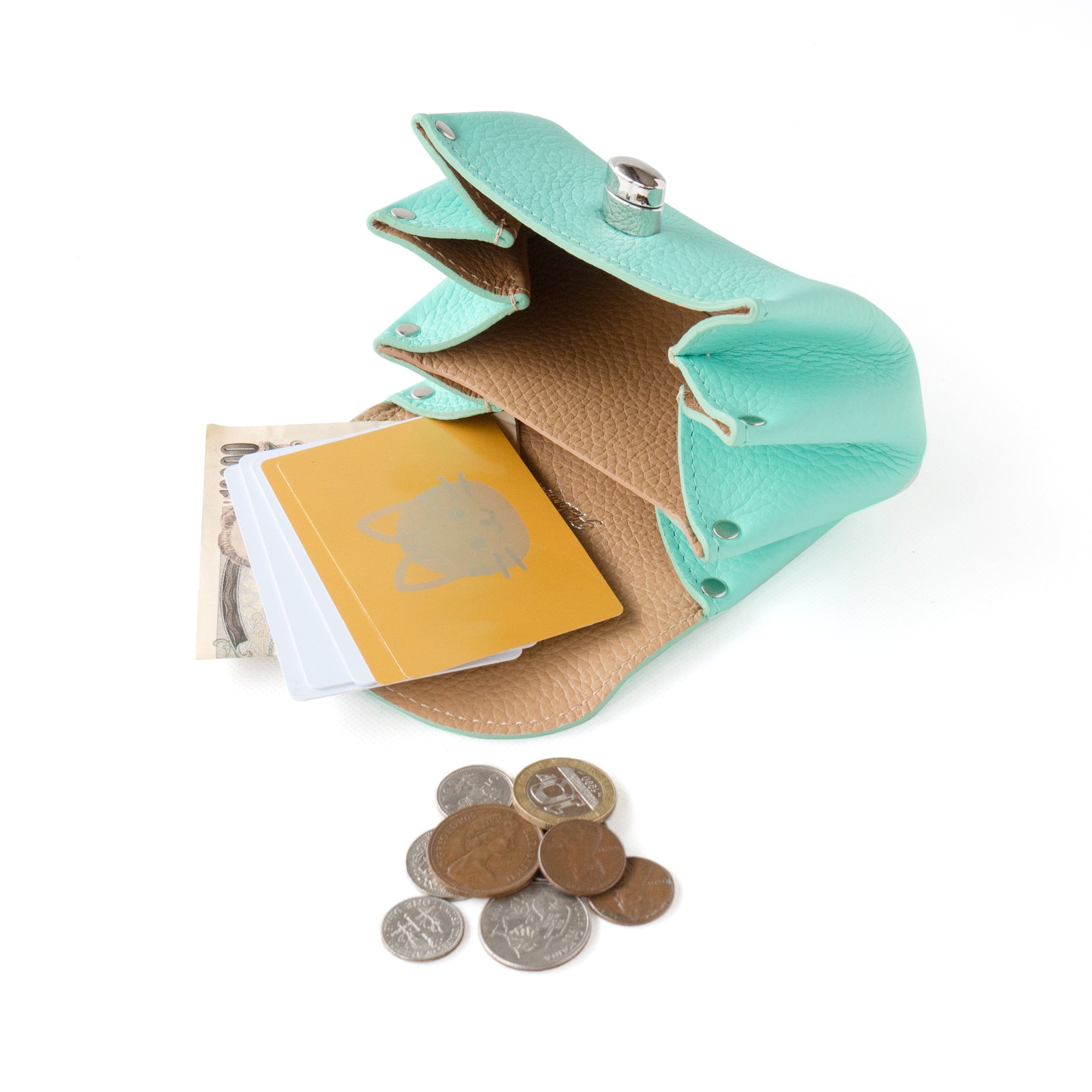 Shell pouch CAT Taurillon Clemence / Tiffany Blue