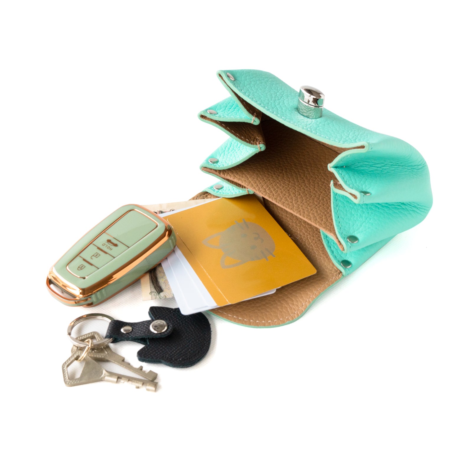 Shell pouch CAT Taurillon Clemence / Tiffany Blue