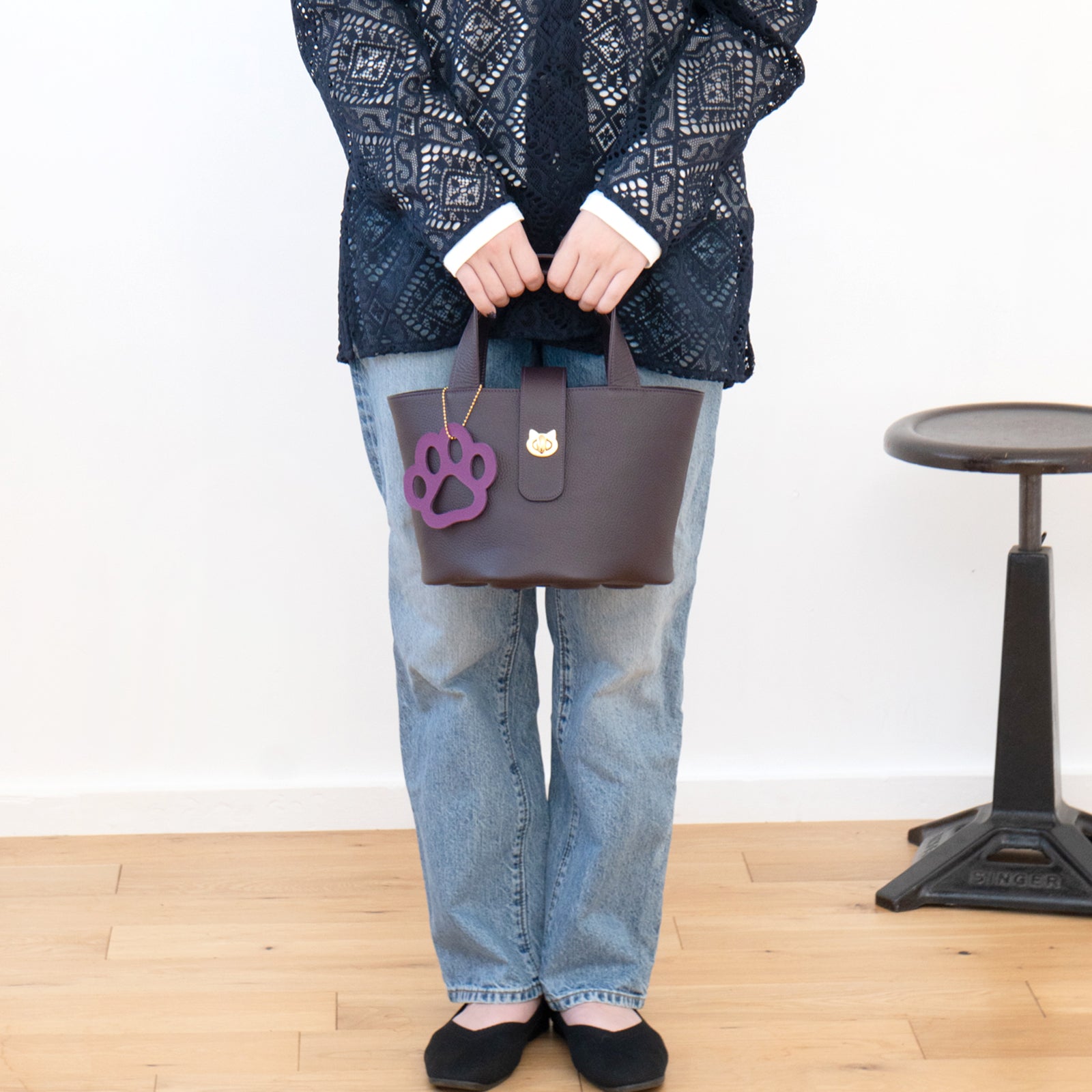 【1月中旬お届け】バケットバッグ PAW (パウ) 肉球チャームセット キュイールマッシュ / レザン