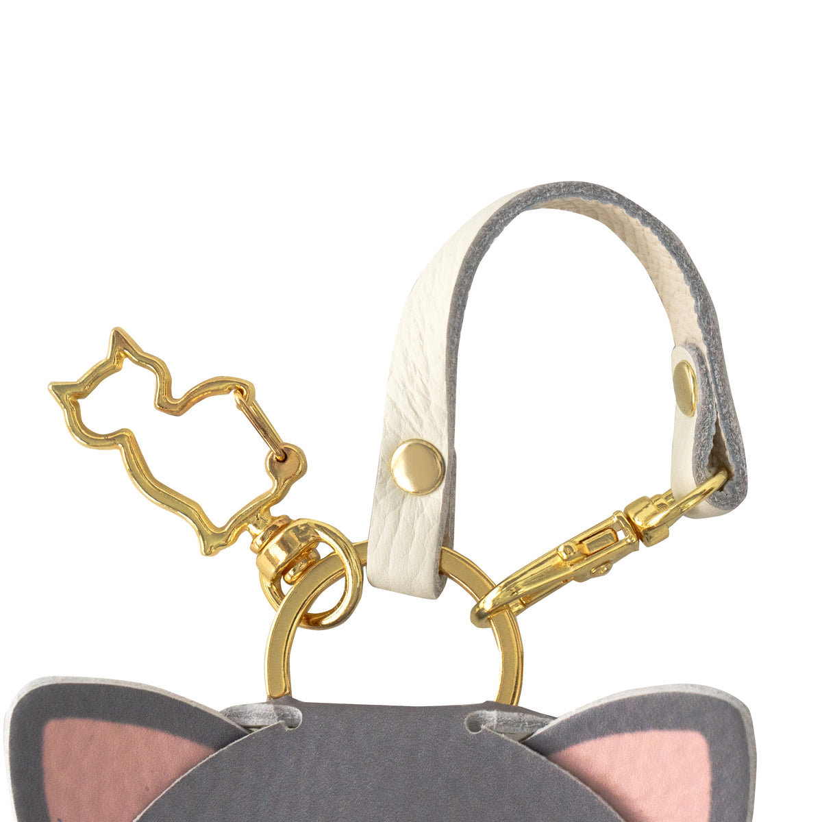 【Made-to-order: 10/23 (Fri) 22:00 - 10/26 (Mon)】 Printed Cat Face Charm / Bicolor (Gray)