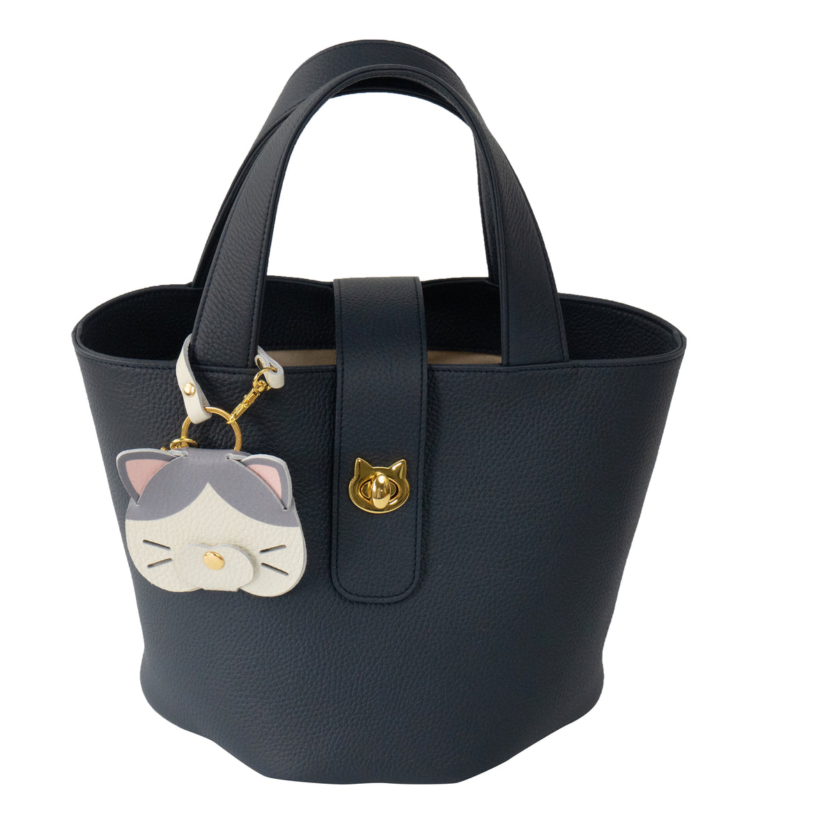 【Made-to-order: 10/23 (Fri) 22:00 - 10/26 (Mon)】 Printed Cat Face Charm / Bicolor (Gray)