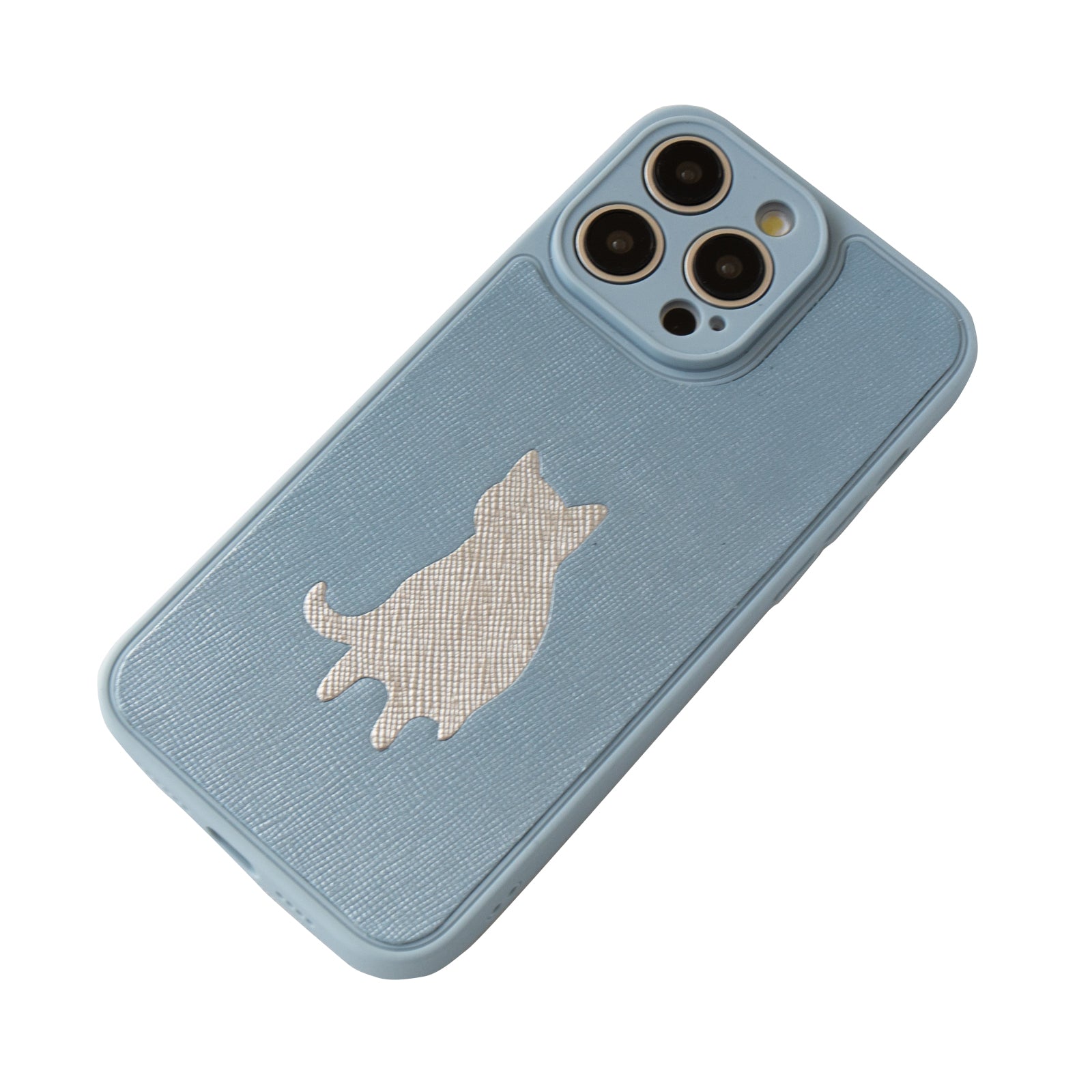 にゃiPhoneカバー (iPhone16、15、14、13シリーズ対応) キュイール・サフィアン  /  キラキラブルー