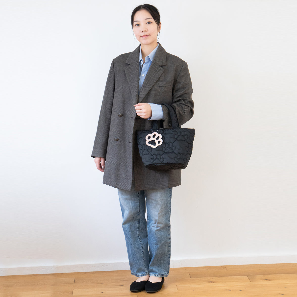 【数量限定】【受注販売:11/1(日)22:00〜3(火)】PAWキルティングトートバッグ・ミニ / ブラック