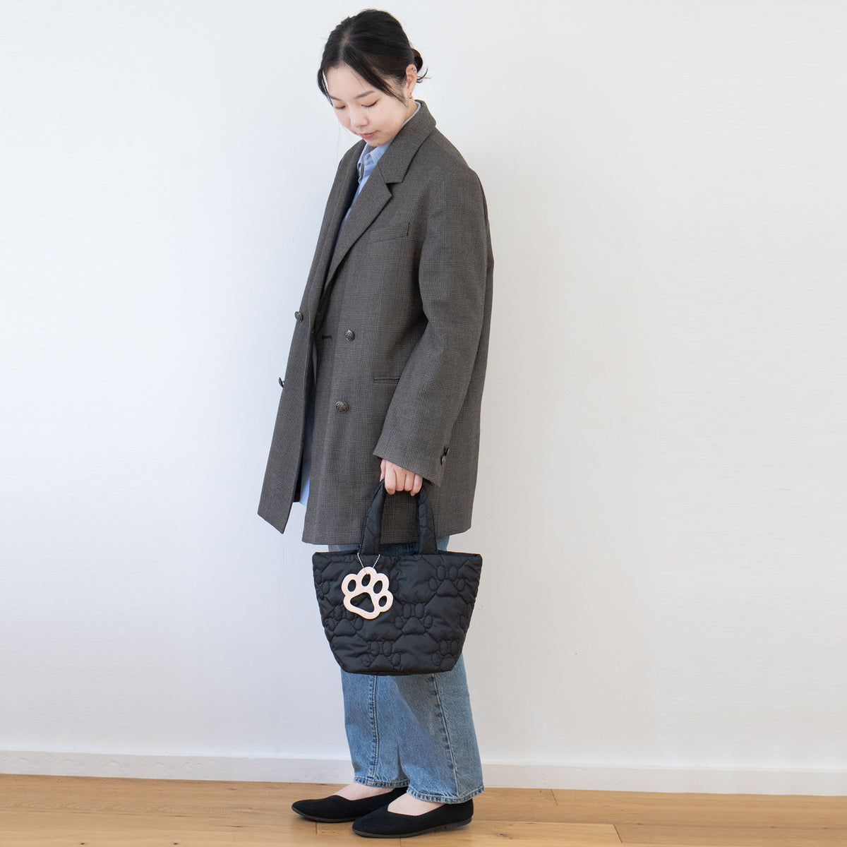 【数量限定】【受注販売:11/1(日)22:00〜3(火)】PAWキルティングトートバッグ・ミニ / ブラック