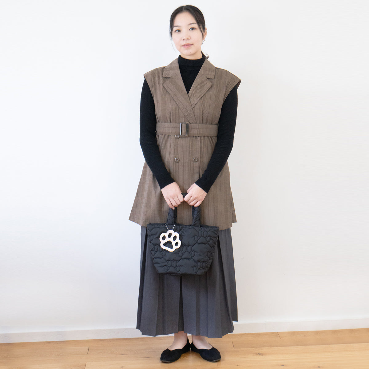 【数量限定】【受注販売:11/1(日)22:00〜3(火)】PAWキルティングトートバッグ・ミニ / ブラック