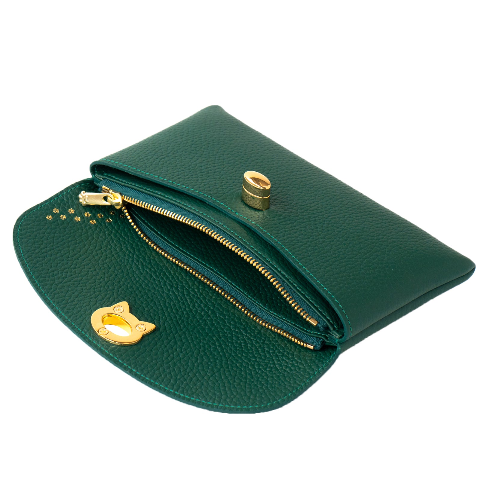 フラップウォレット・フルーニャ ロング キュイール・マッシュ / エメラルド