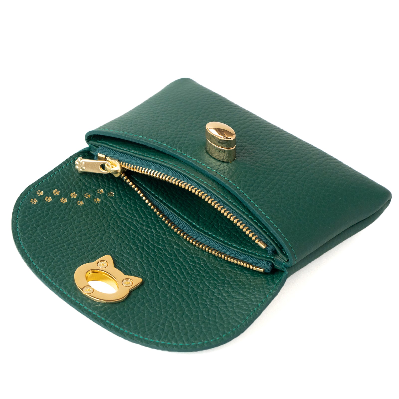 フラップウォレット・フルーニャ ミディアム キュイール・マッシュ / エメラルド