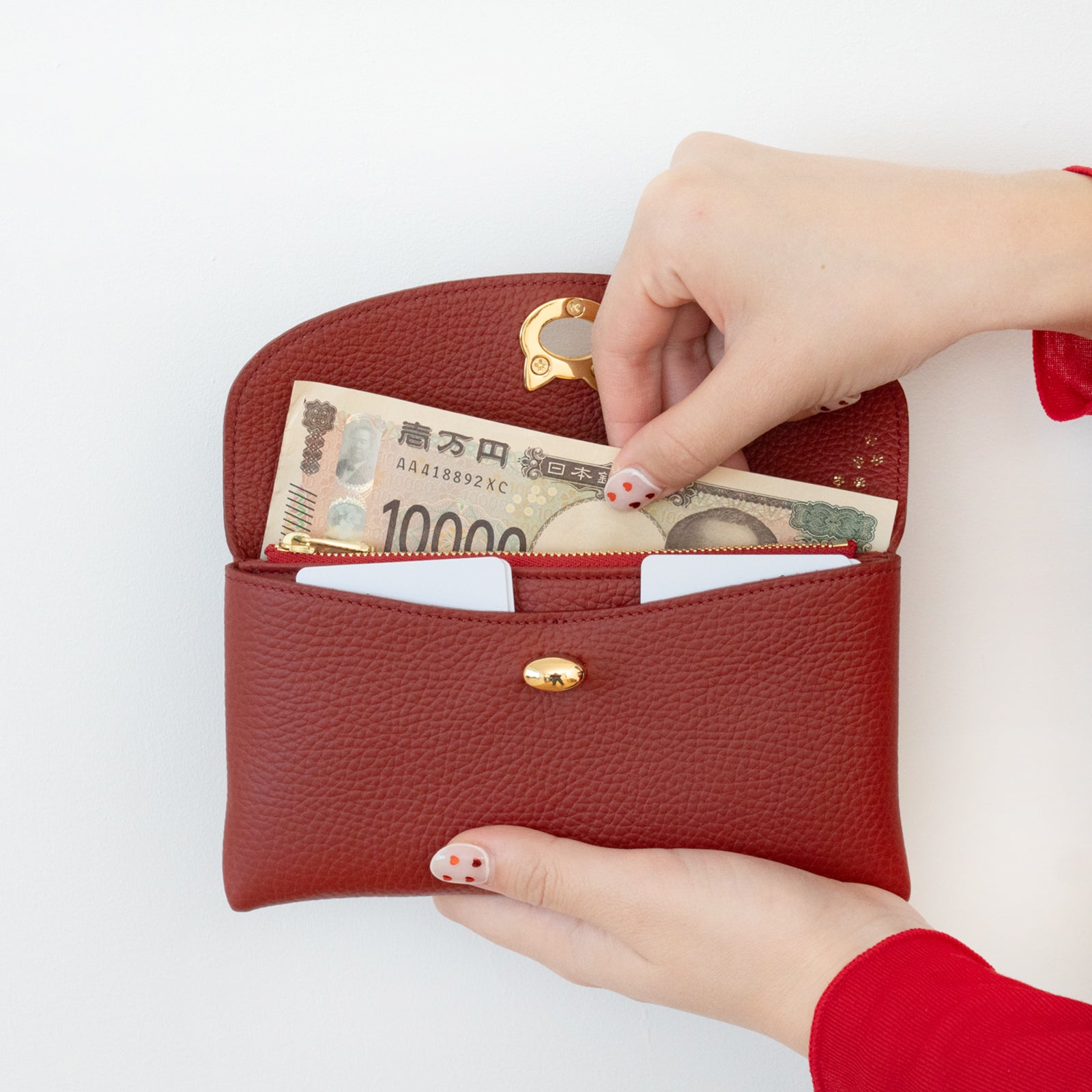 フラップウォレット・フルーニャ ロング キュイール・マッシュ / ボルドー