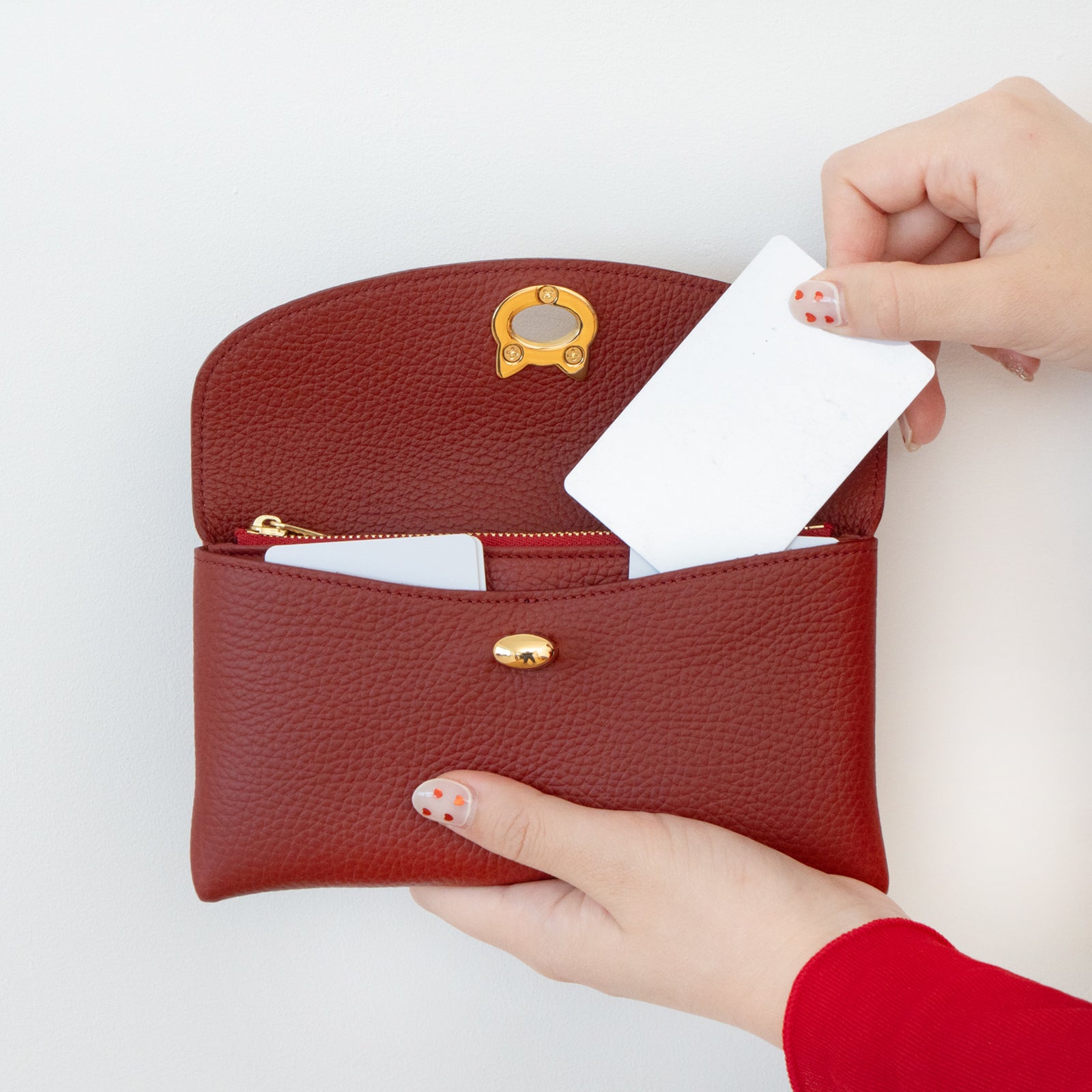 フラップウォレット・フルーニャ ロング キュイール・マッシュ / ボルドー