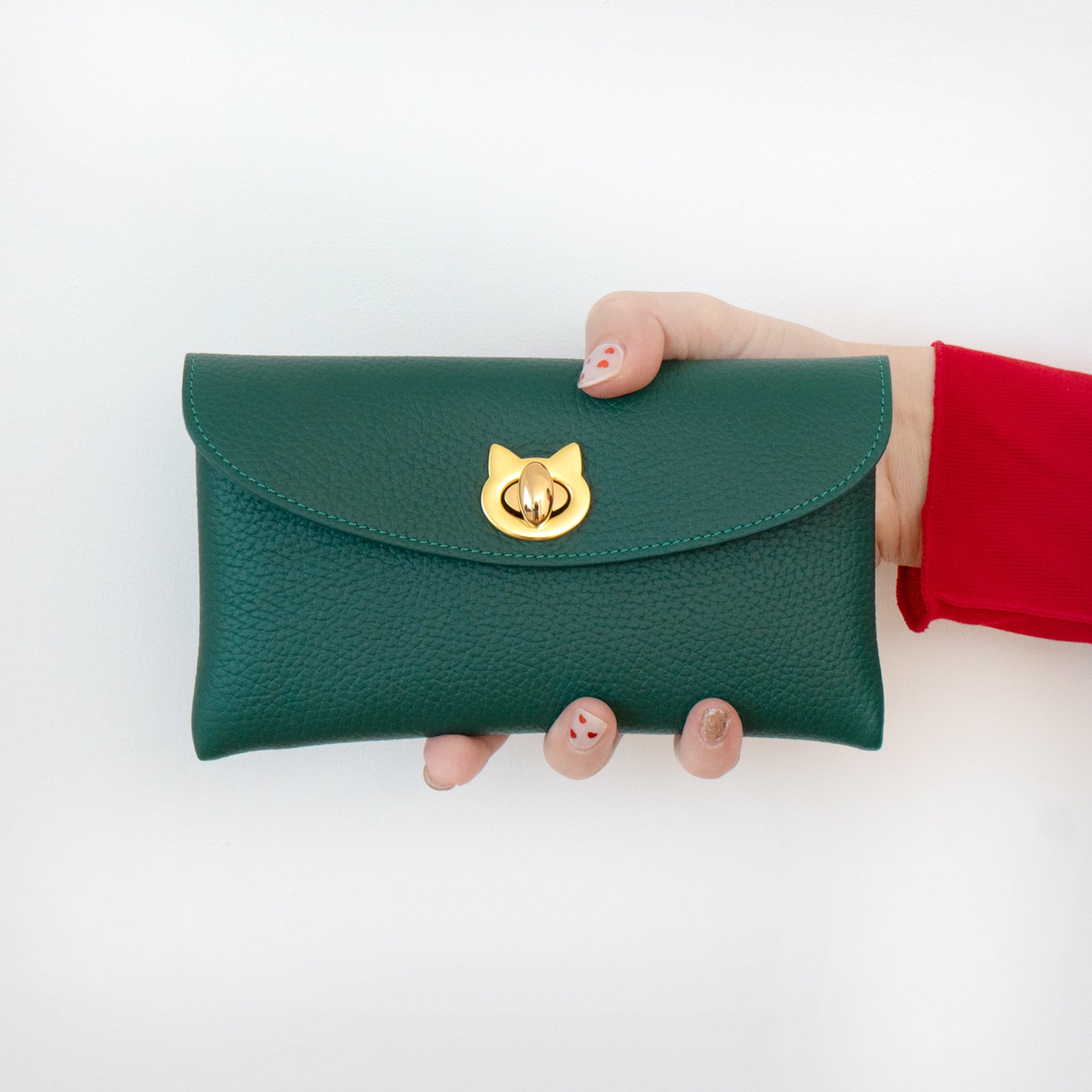 フラップウォレット・フルーニャ ロング キュイール・マッシュ / エメラルド