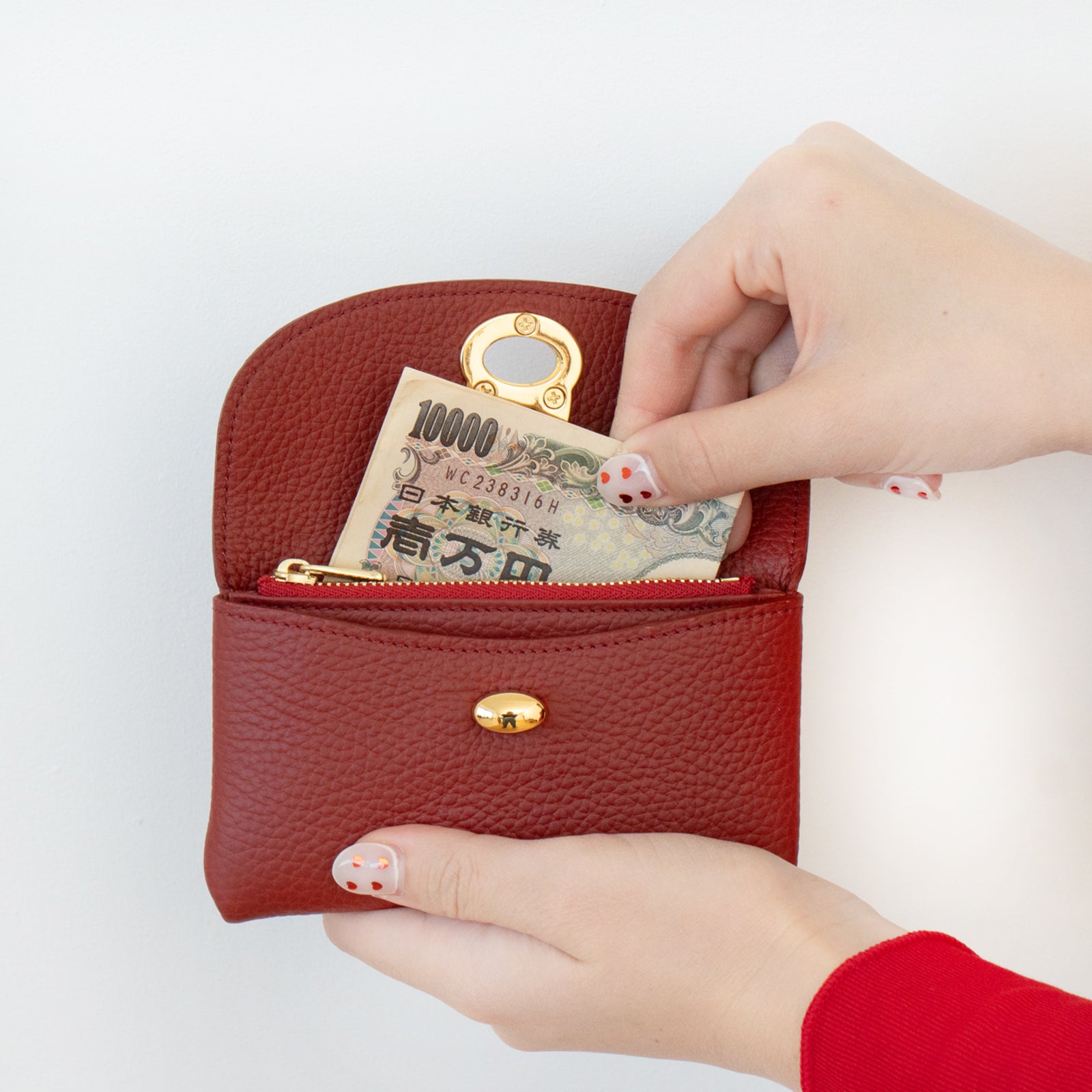 フラップウォレット・フルーニャ ミディアム キュイール・マッシュ / ボルドー