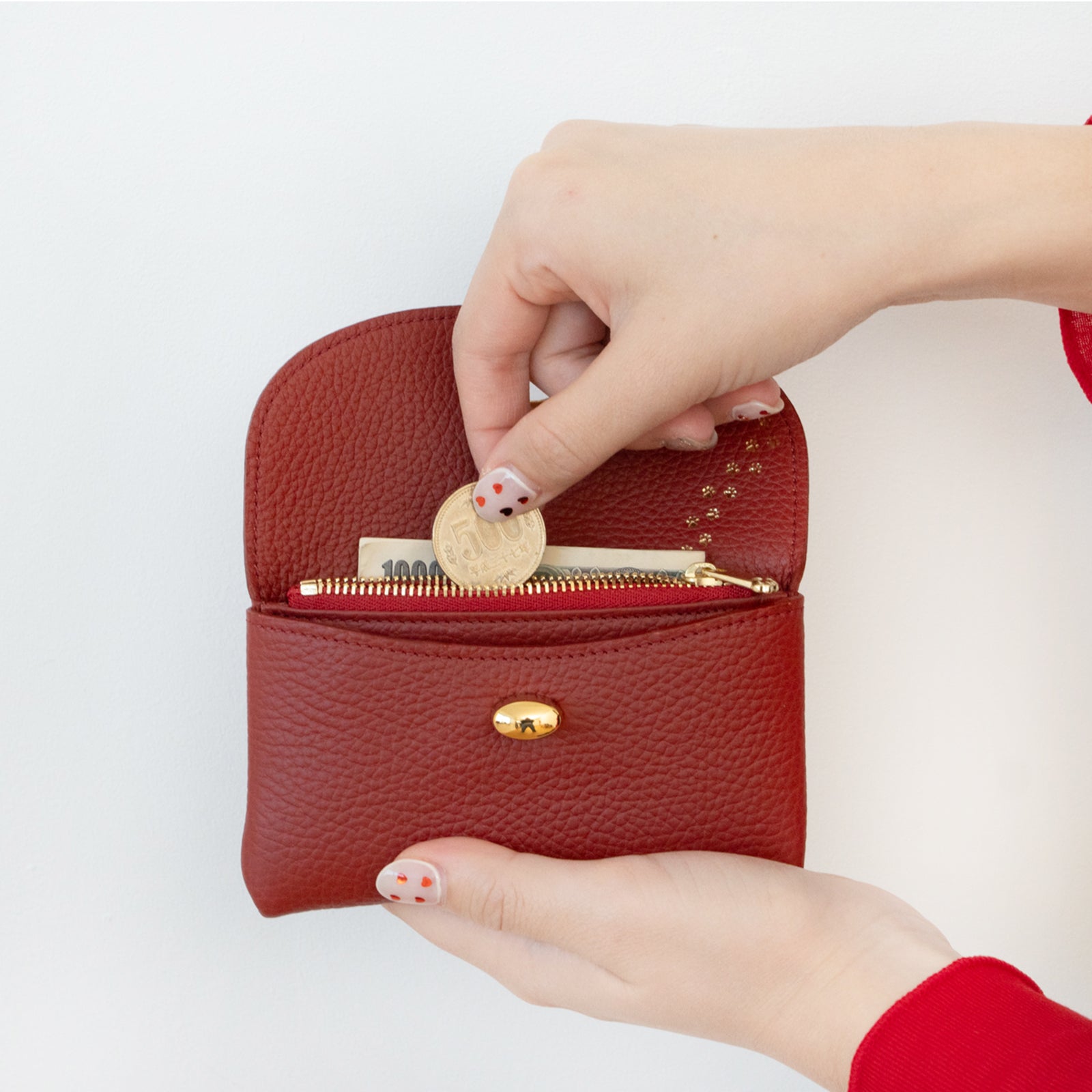 フラップウォレット・フルーニャ ミディアム キュイール・マッシュ / ボルドー