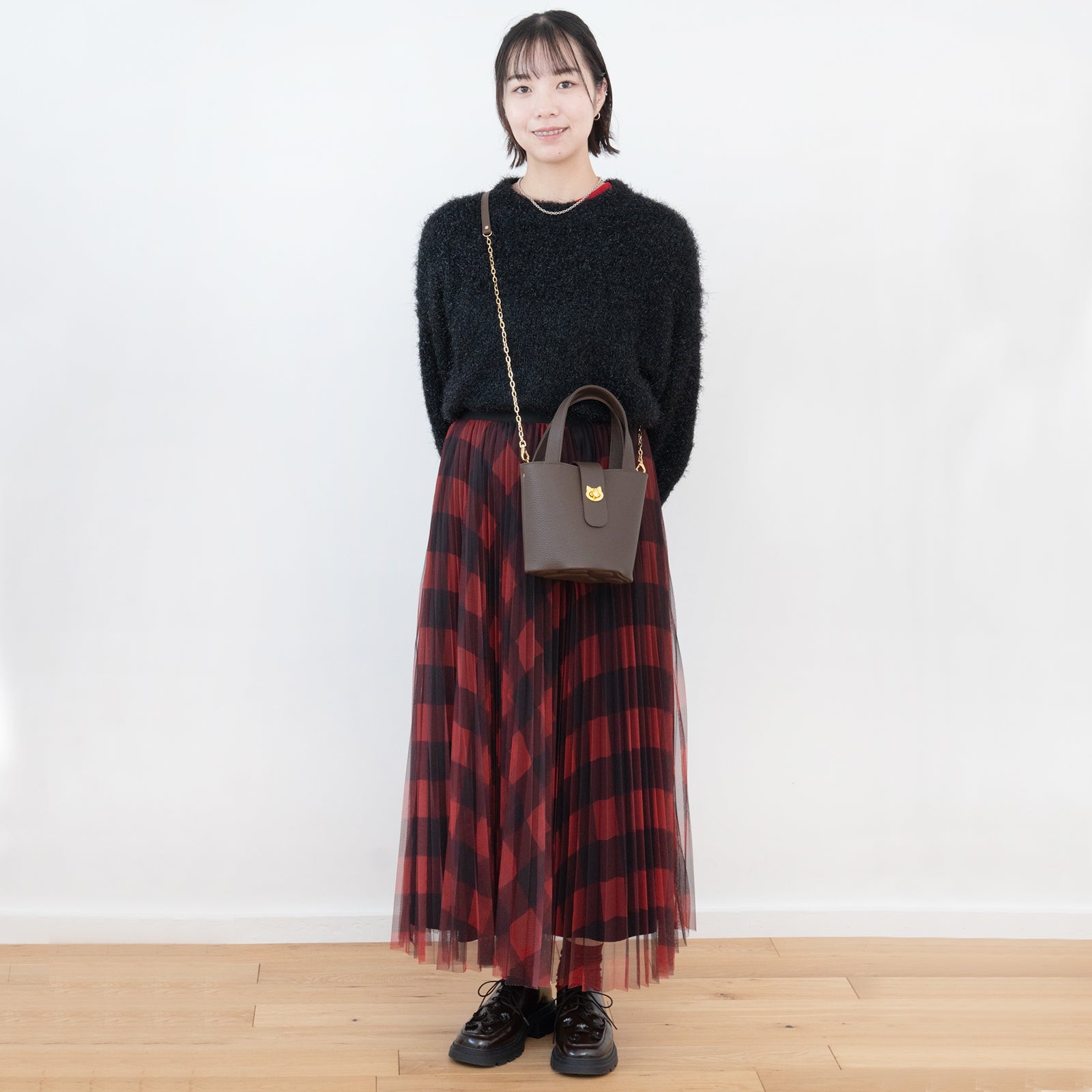 PAW Cuir Mache Mini Bag with Chain Shoulder Strap / Chocolate