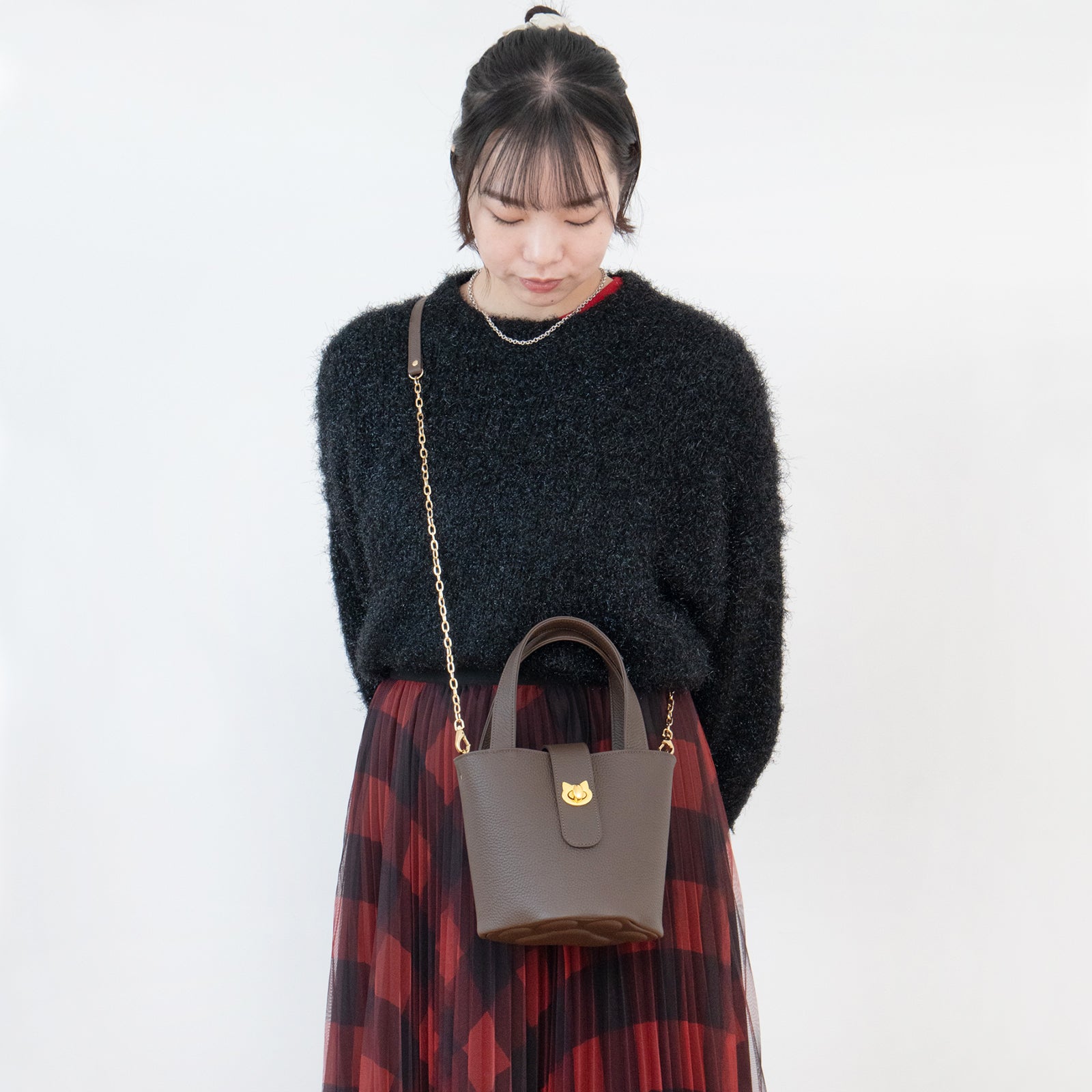 PAW Cuir Mache Mini Bag with Chain Shoulder Strap / Chocolate