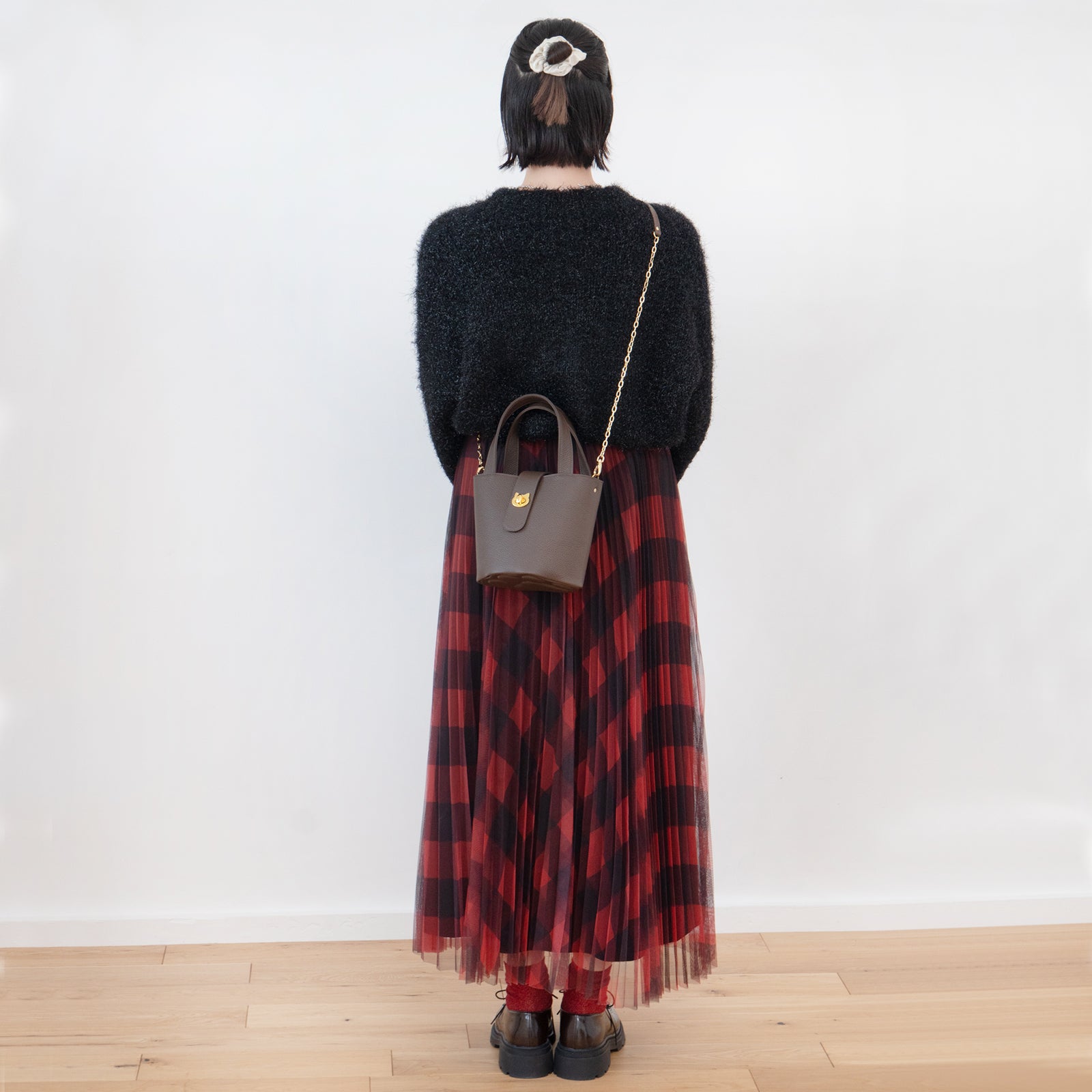 PAW Cuir Mache Mini Bag with Chain Shoulder Strap / Chocolate