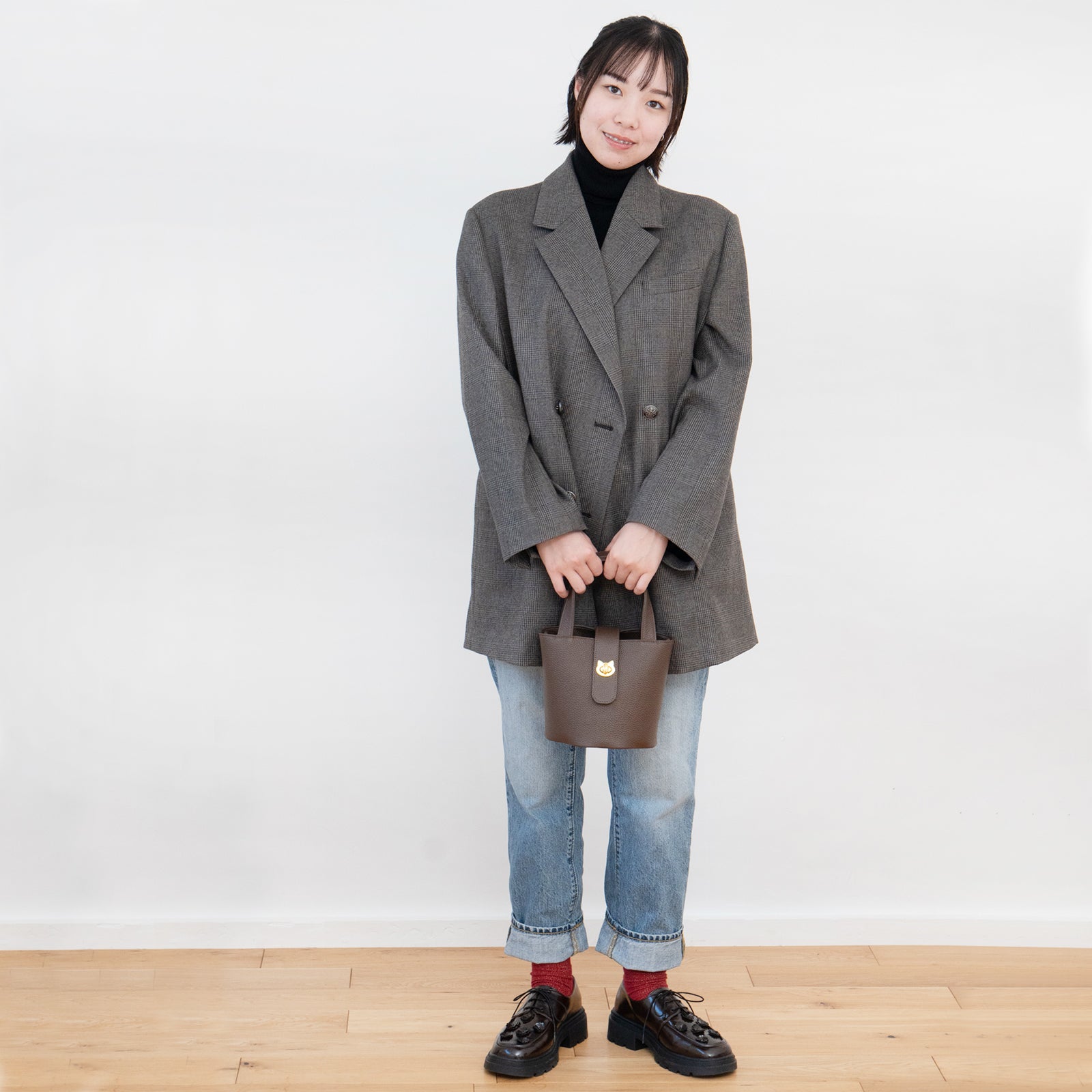 PAW Cuir Mache Mini Bag with Chain Shoulder Strap / Chocolate