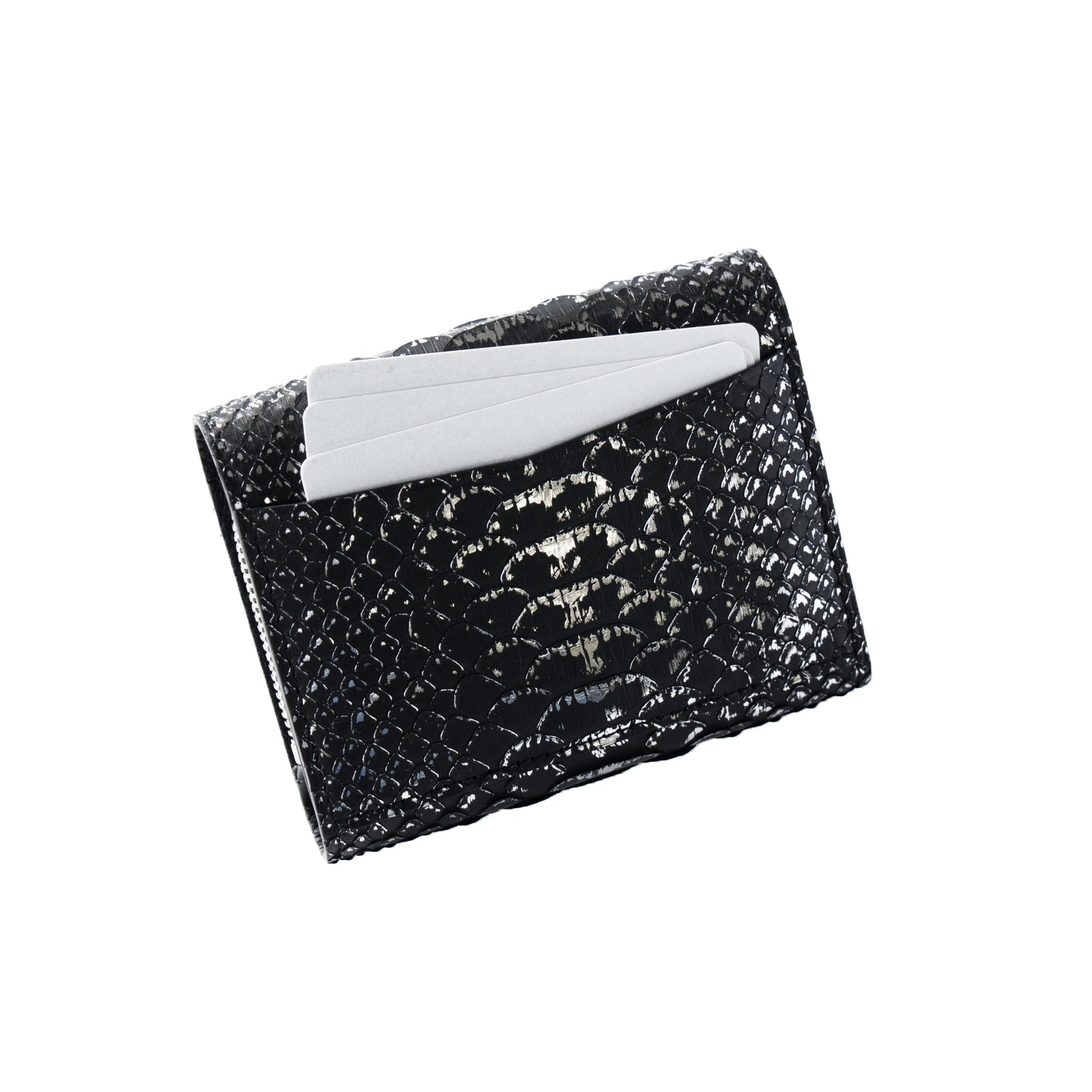 【おつとめ品セール】ハンディウォレット・オペラ リリィ グランデ 箔パイソン / シルバーブラック