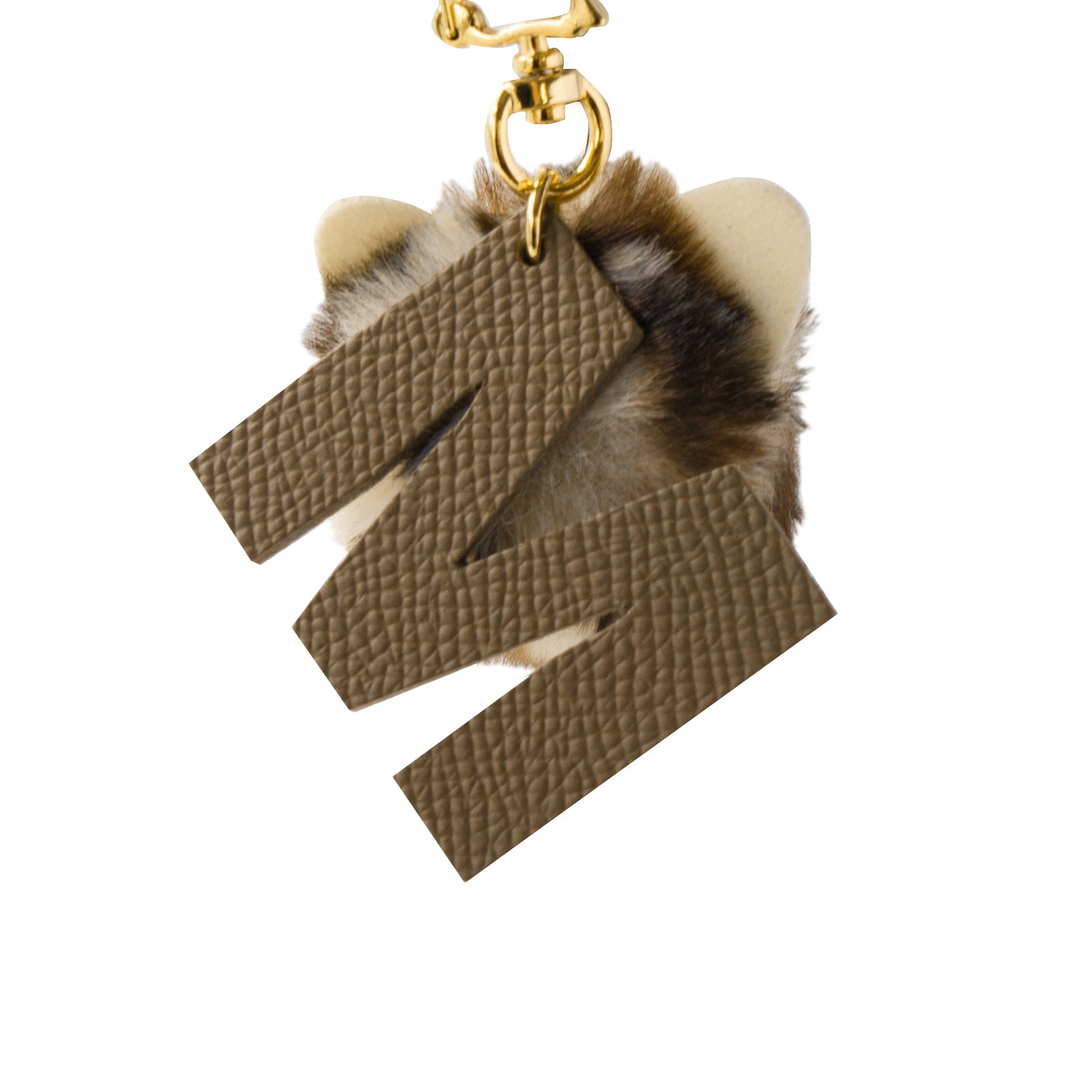 Fluffy Initial Meow Holder / Etoupe