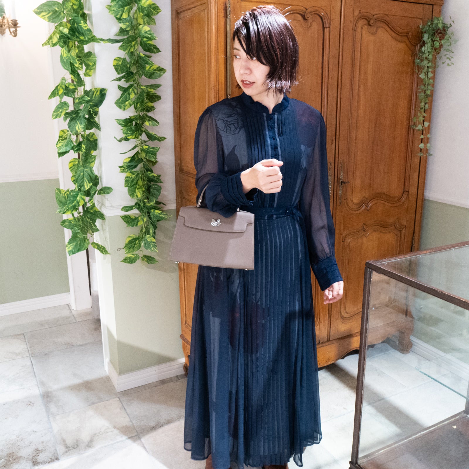 Handbag Nyanpanera 25 Cuir Minerva / Etoupe