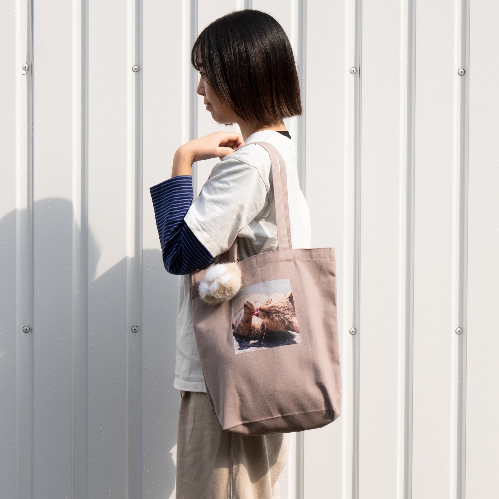 うちのこPHOTOトートバッグ・M / グレージュ