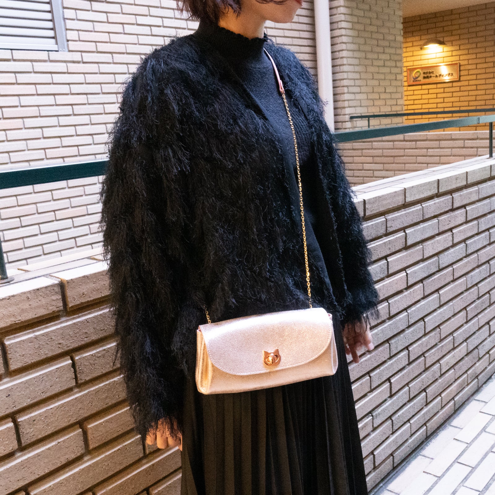 【数量限定】キラキラシェルポシェット CAT / ローズゴールド