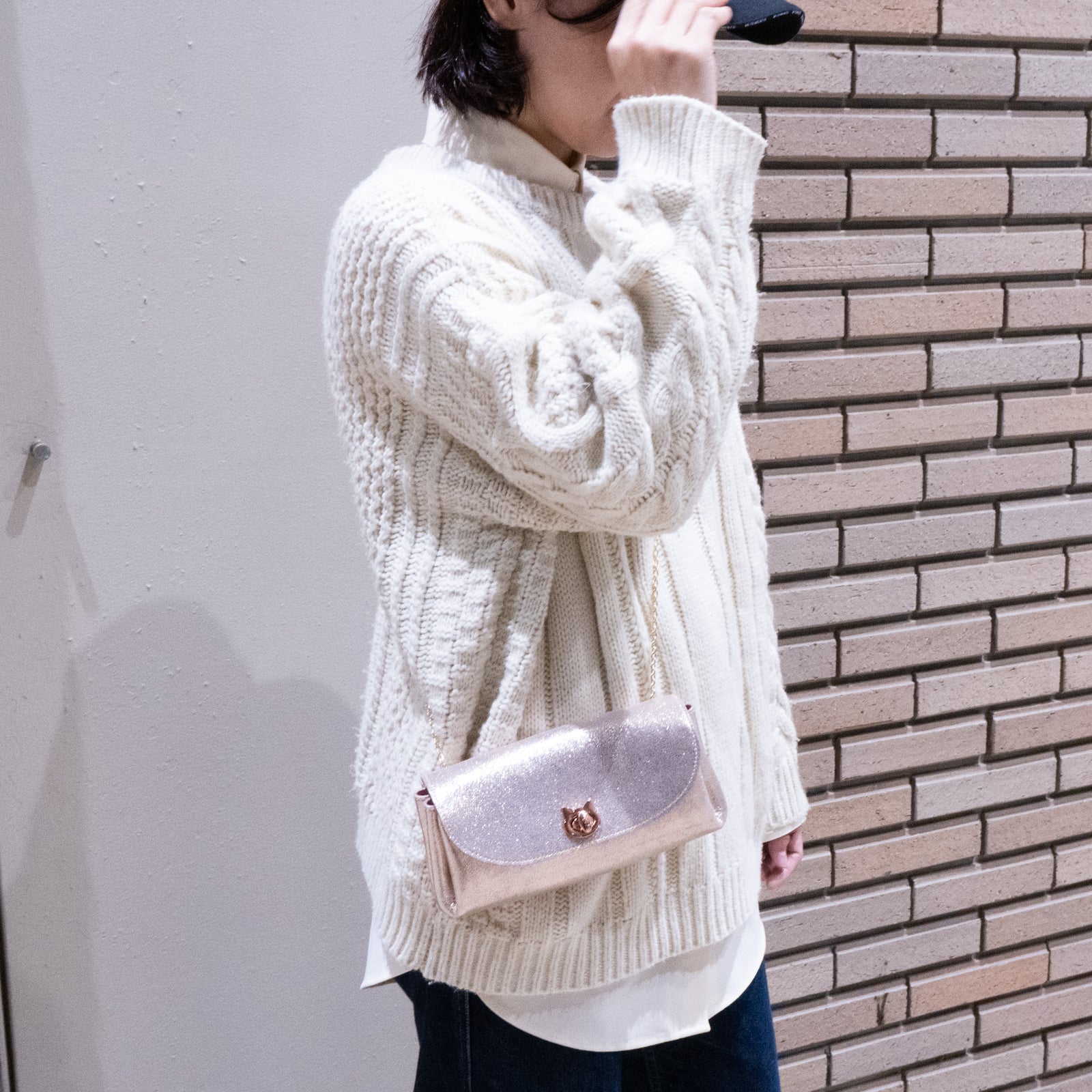 【数量限定】キラキラシェルポシェット CAT / ローズゴールド