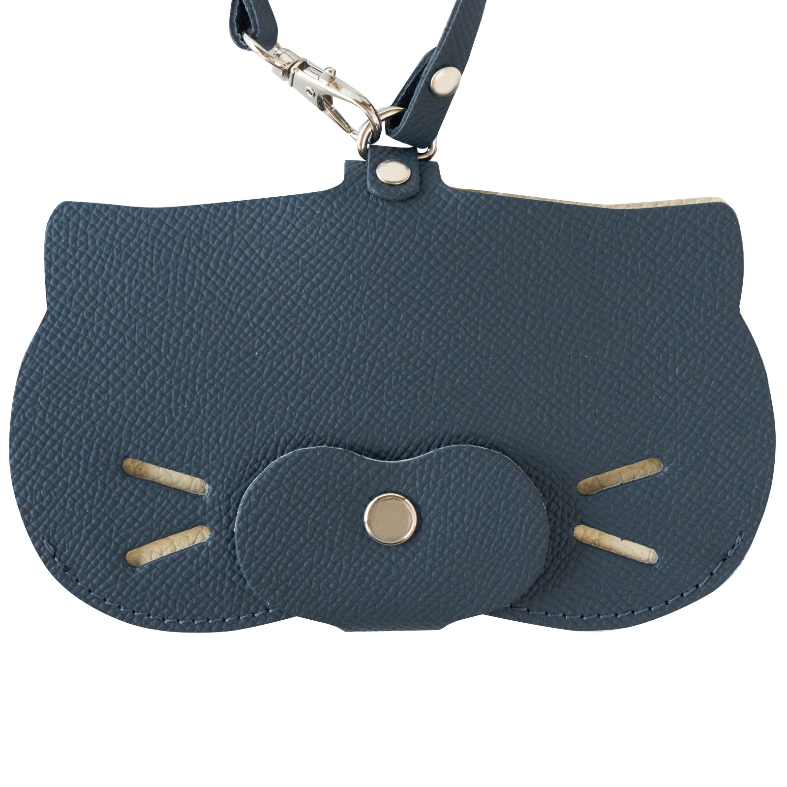 にゃんフェイス めがねケース キュイール・ミネルバ / ブルーフランス