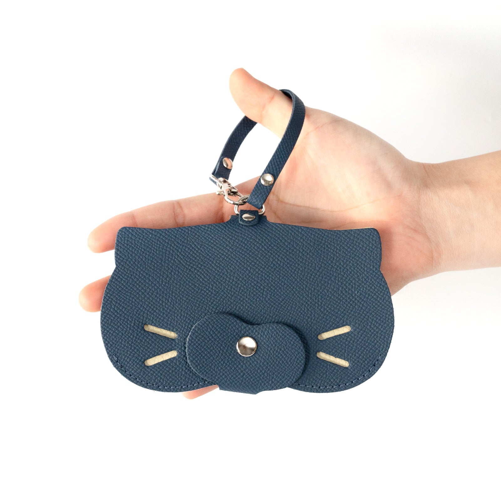 にゃんフェイス めがねケース キュイール・ミネルバ / ブルーフランス