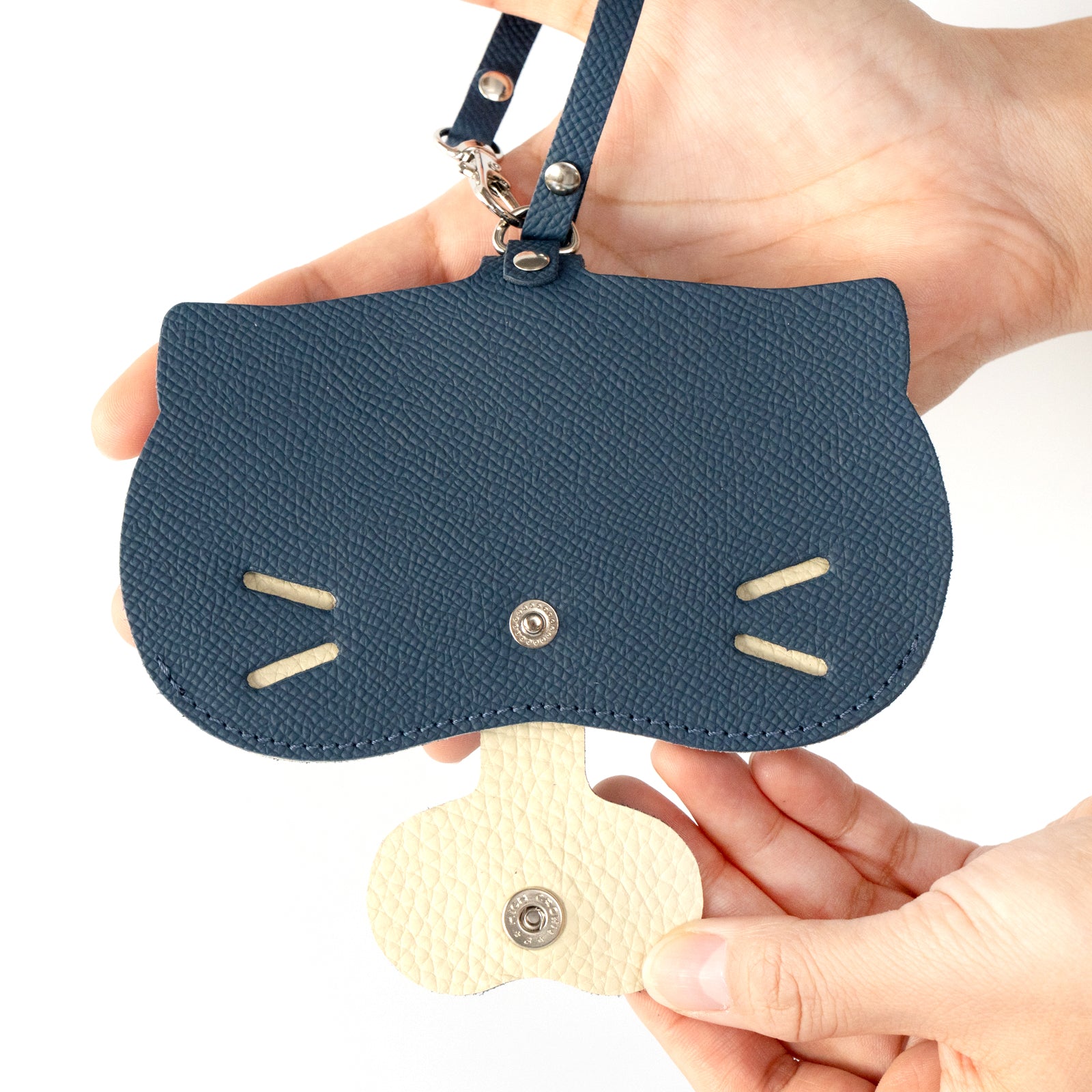 にゃんフェイス めがねケース キュイール・ミネルバ / ブルーフランス