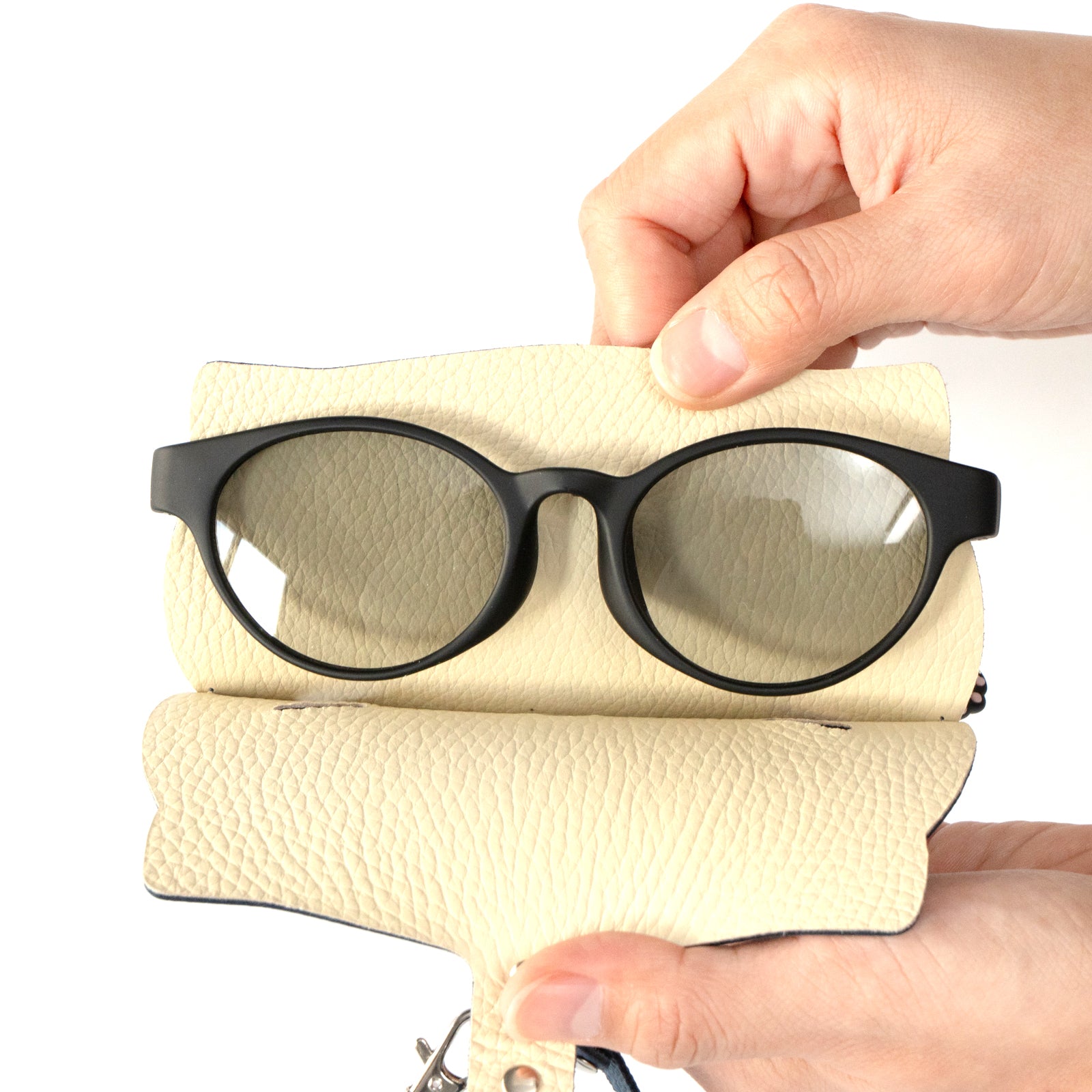 にゃんフェイス めがねケース キュイール・ミネルバ / ブルーフランス