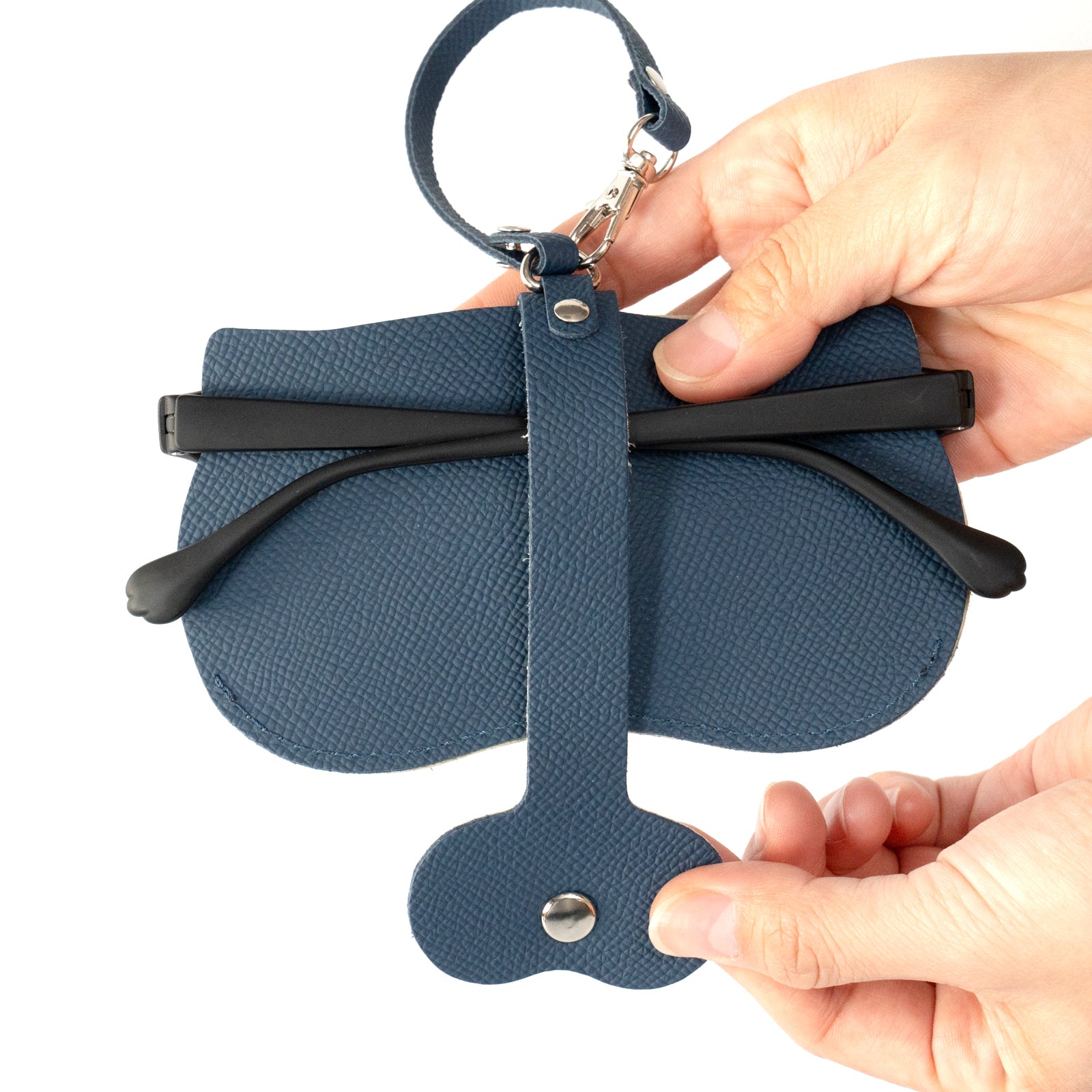 にゃんフェイス めがねケース キュイール・ミネルバ / ブルーフランス