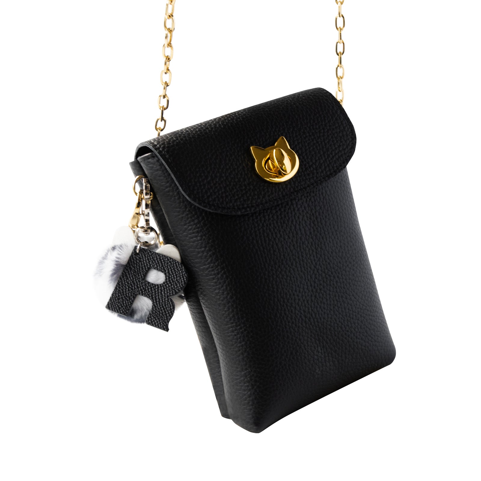 Fluffy Initial Meow Holder / Black