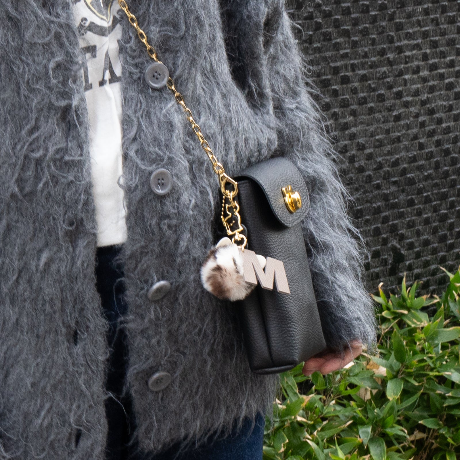 Fluffy Initial Meow Holder / Etoupe