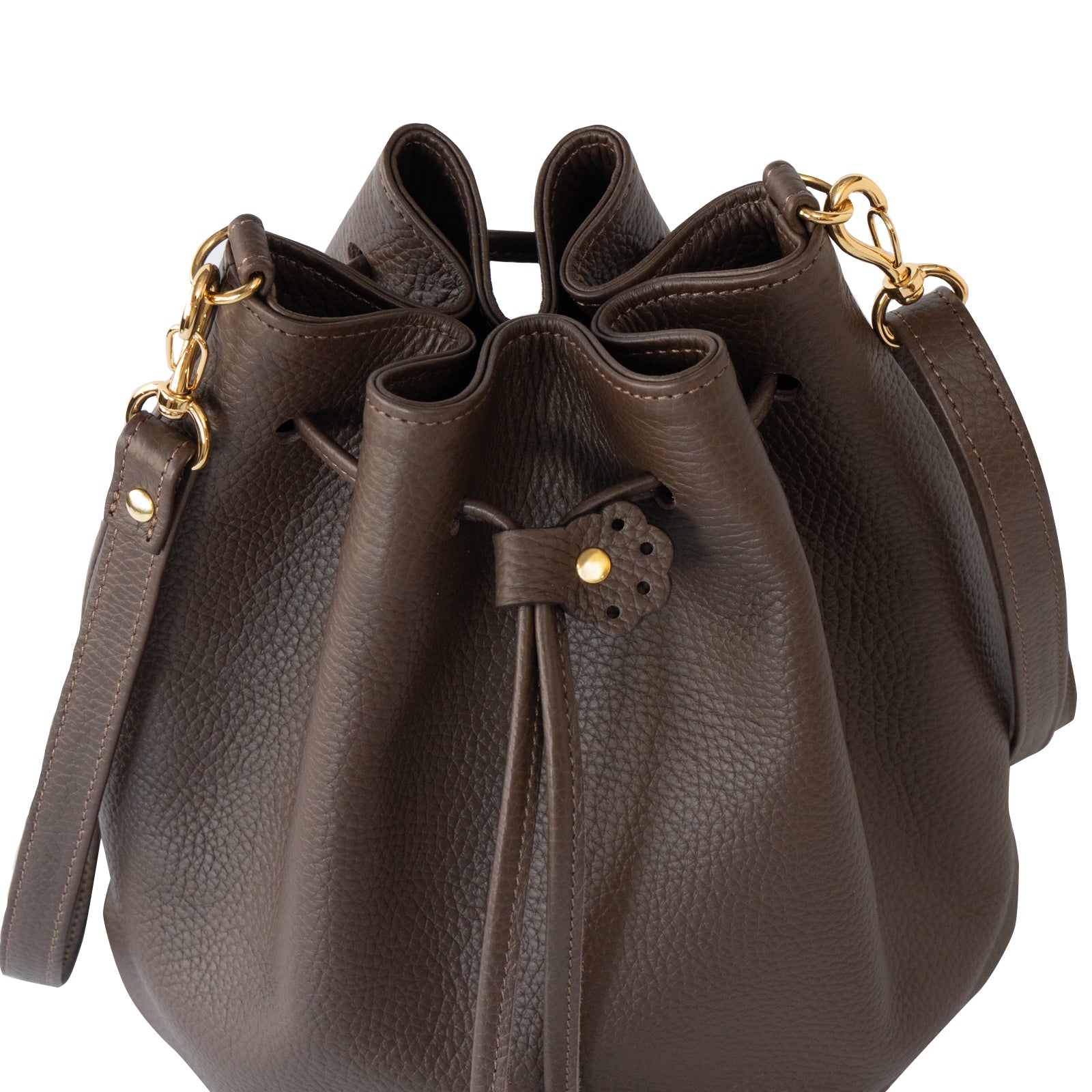 巾着ショルダーバッグ PAW キュイール・マッシュ / チョコ