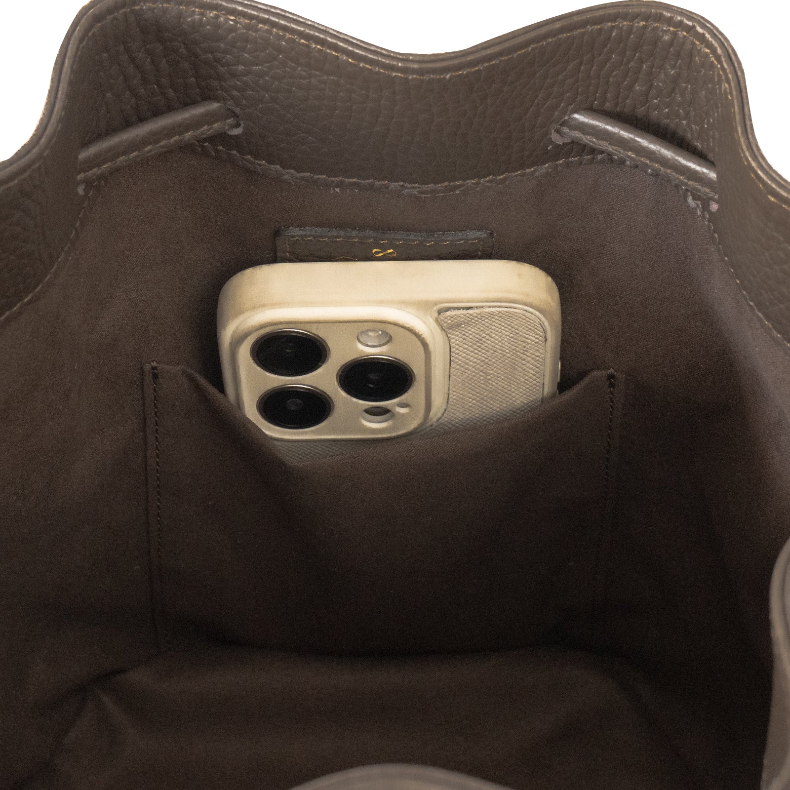 巾着ショルダーバッグ PAW キュイール・マッシュ / チョコ