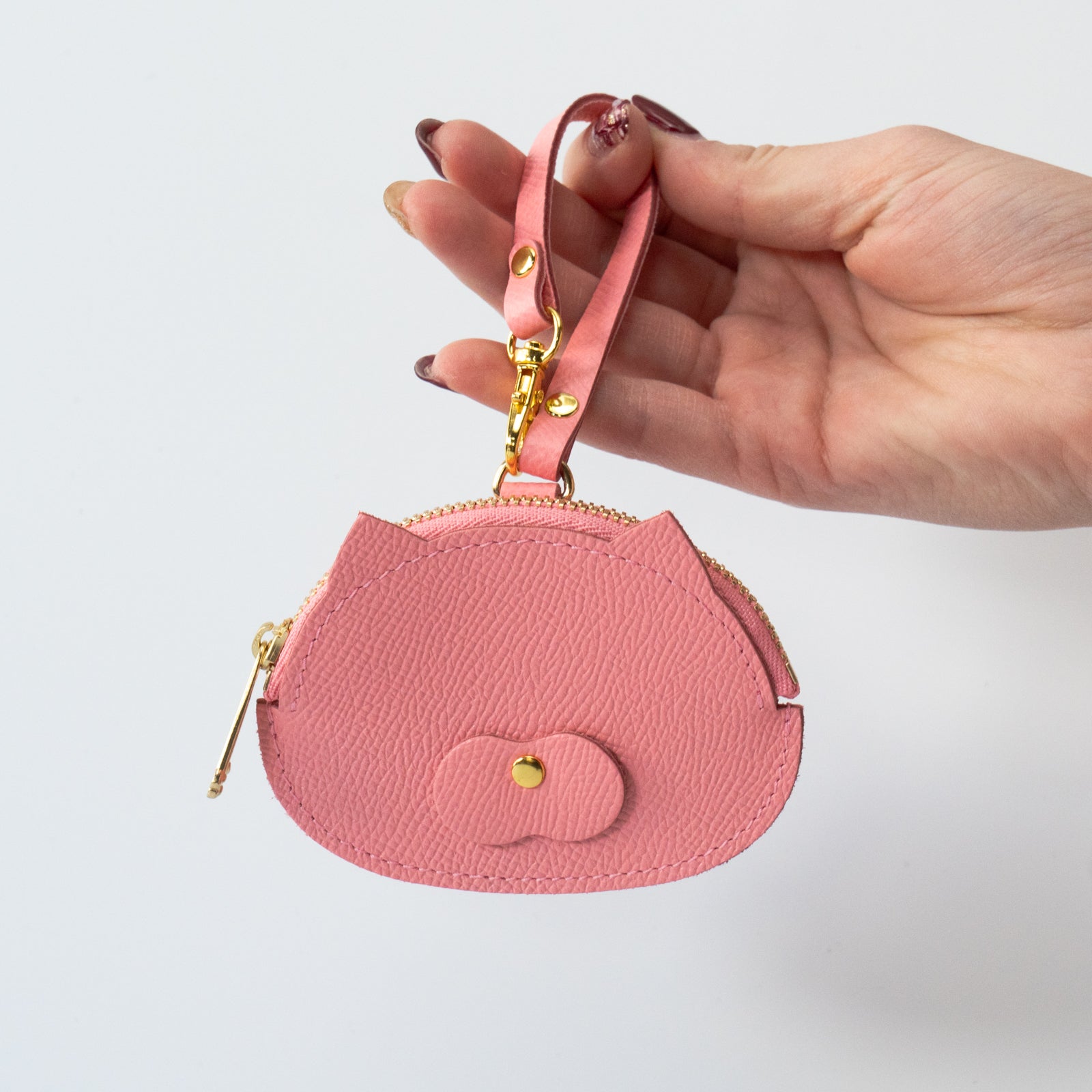 Nyan Face Coin Purse, Veau Epsom / Rose Confetti