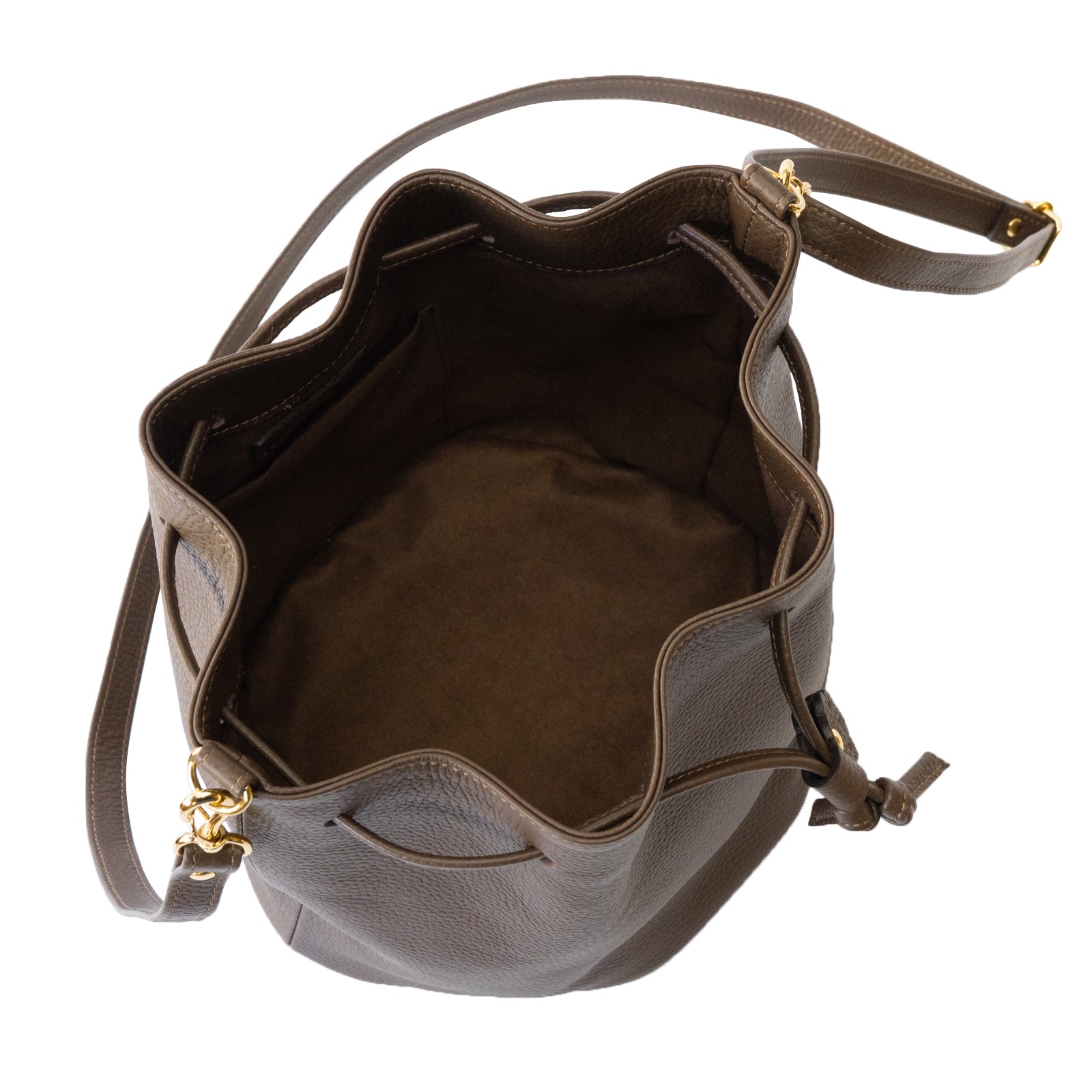 巾着ショルダーバッグ PAW キュイール・マッシュ / チョコ