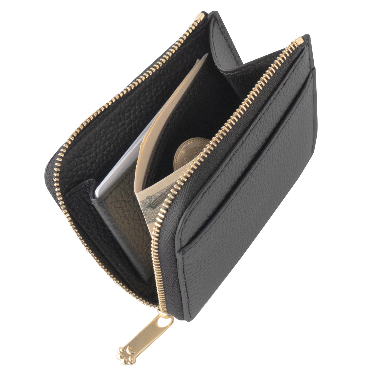 PAW L字ファスナーミニ財布 キュイール・マッシュ / ブラック