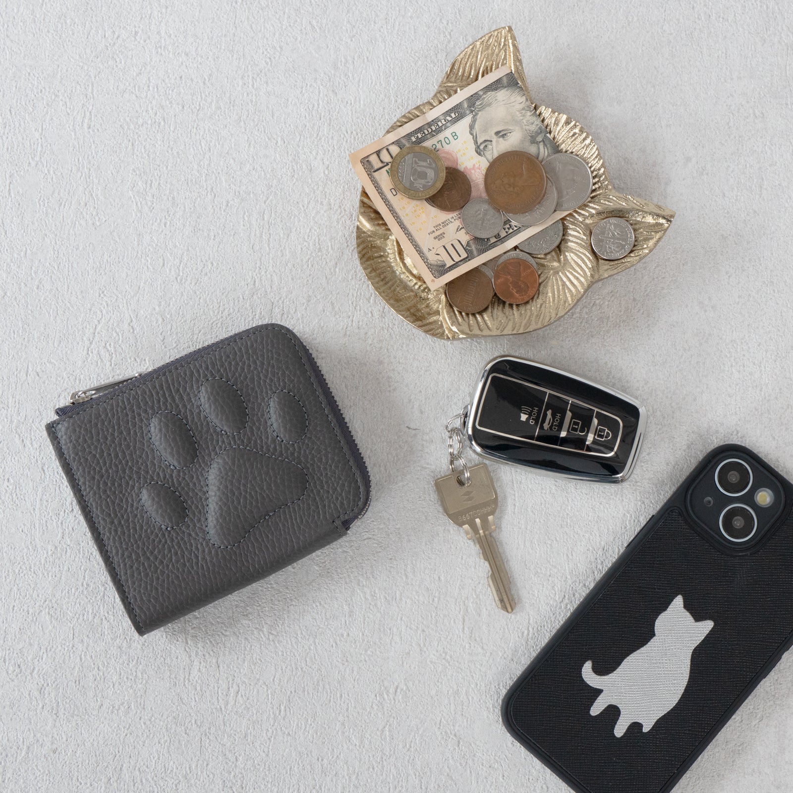 PAW L字ファスナーミニ財布 キュイール・マッシュ / グラファイト