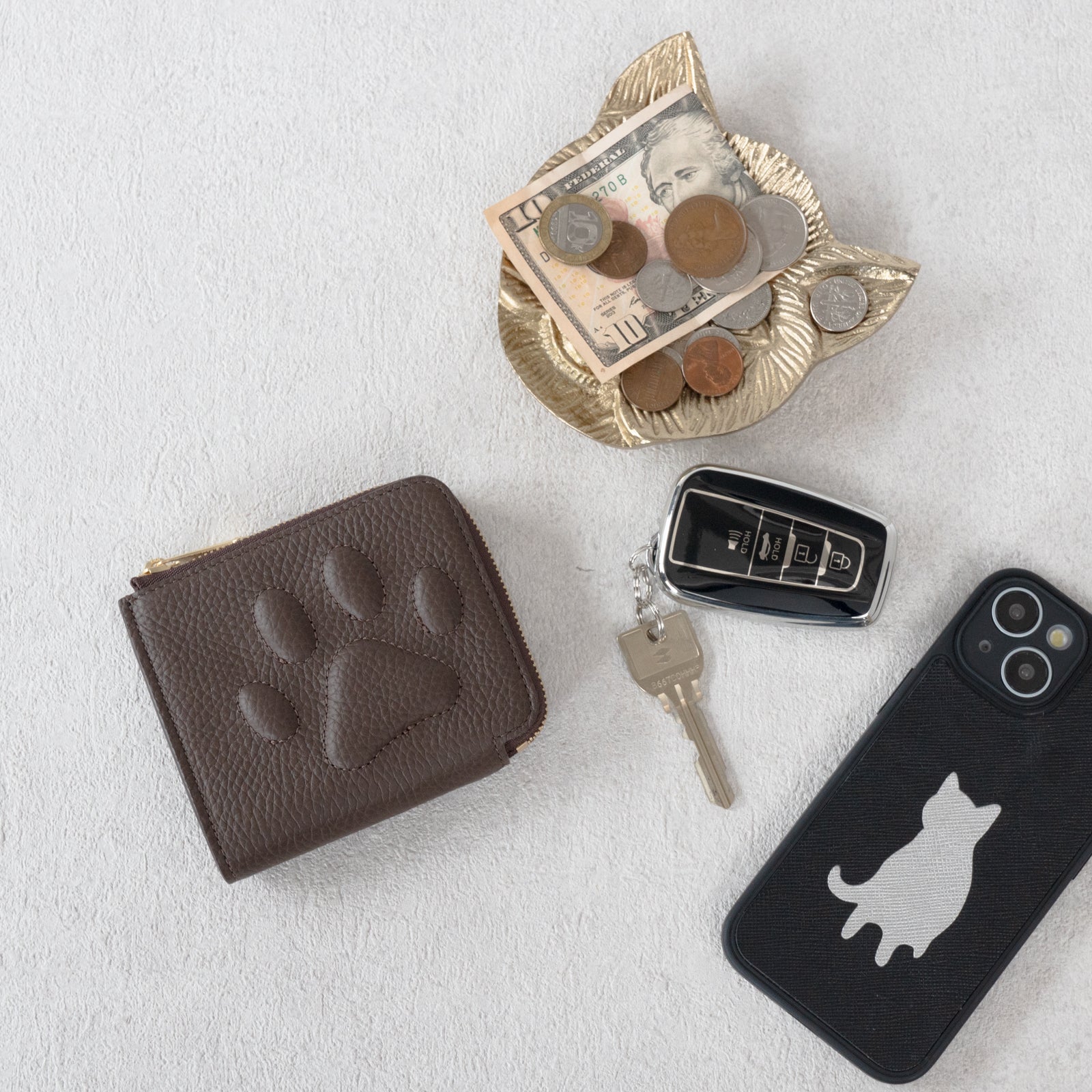 PAW L字ファスナーミニ財布 キュイール・マッシュ / チョコ