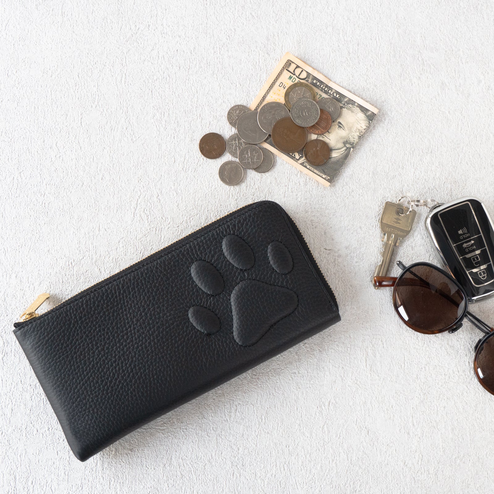 PAW L字ファスナー長財布 キュイール・マッシュ / ブラック