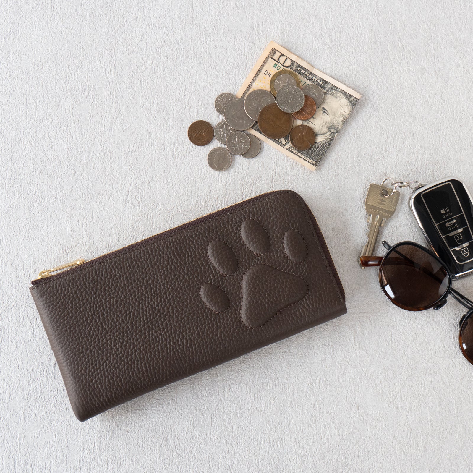 PAW L字ファスナー長財布 キュイール・マッシュ / チョコ