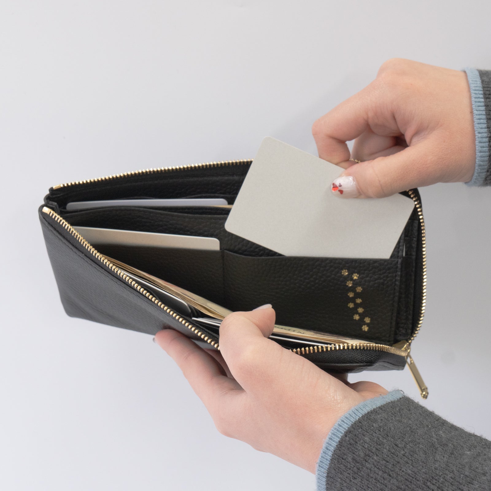 PAW L字ファスナー長財布 キュイール・マッシュ / ブラック